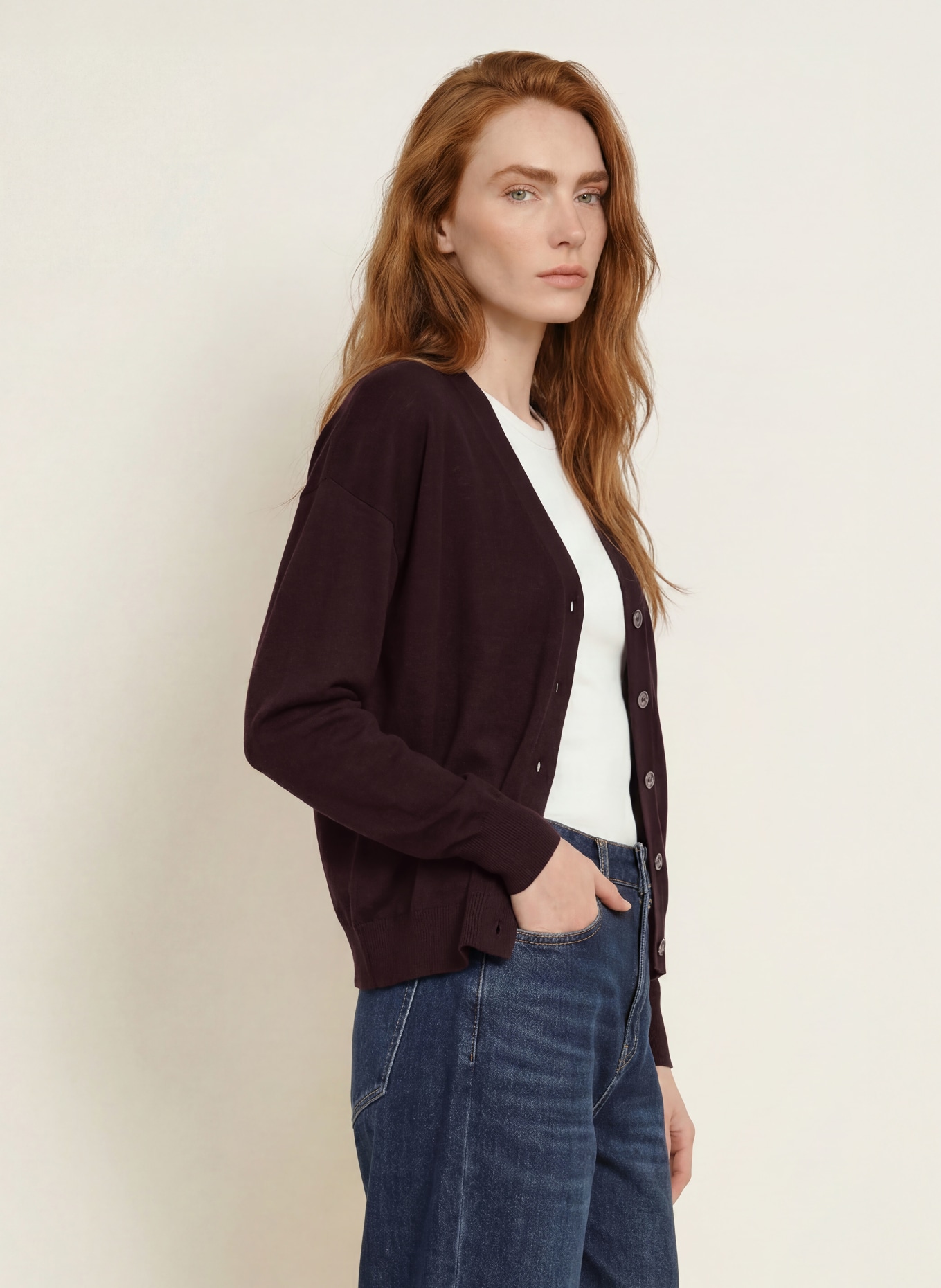 darling harbour Vest van merinowol: PLUM