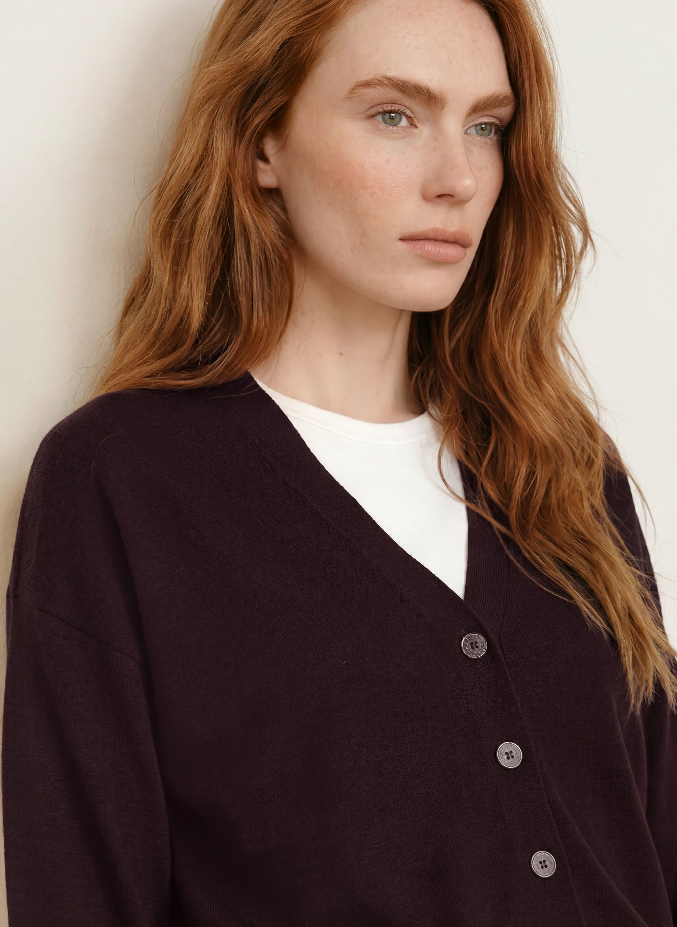 darling harbour Vest van merinowol: PLUM