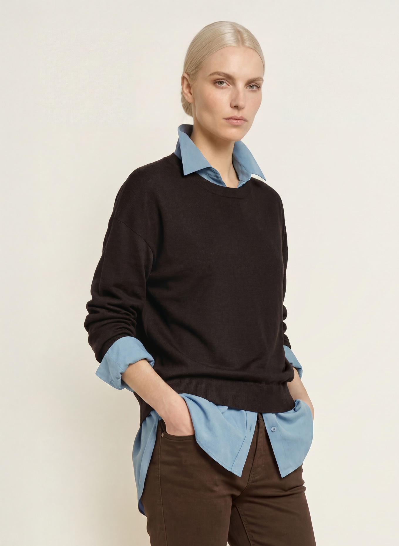 darling harbour Pullover aus Merinowolle: DARK CHOCOLATE