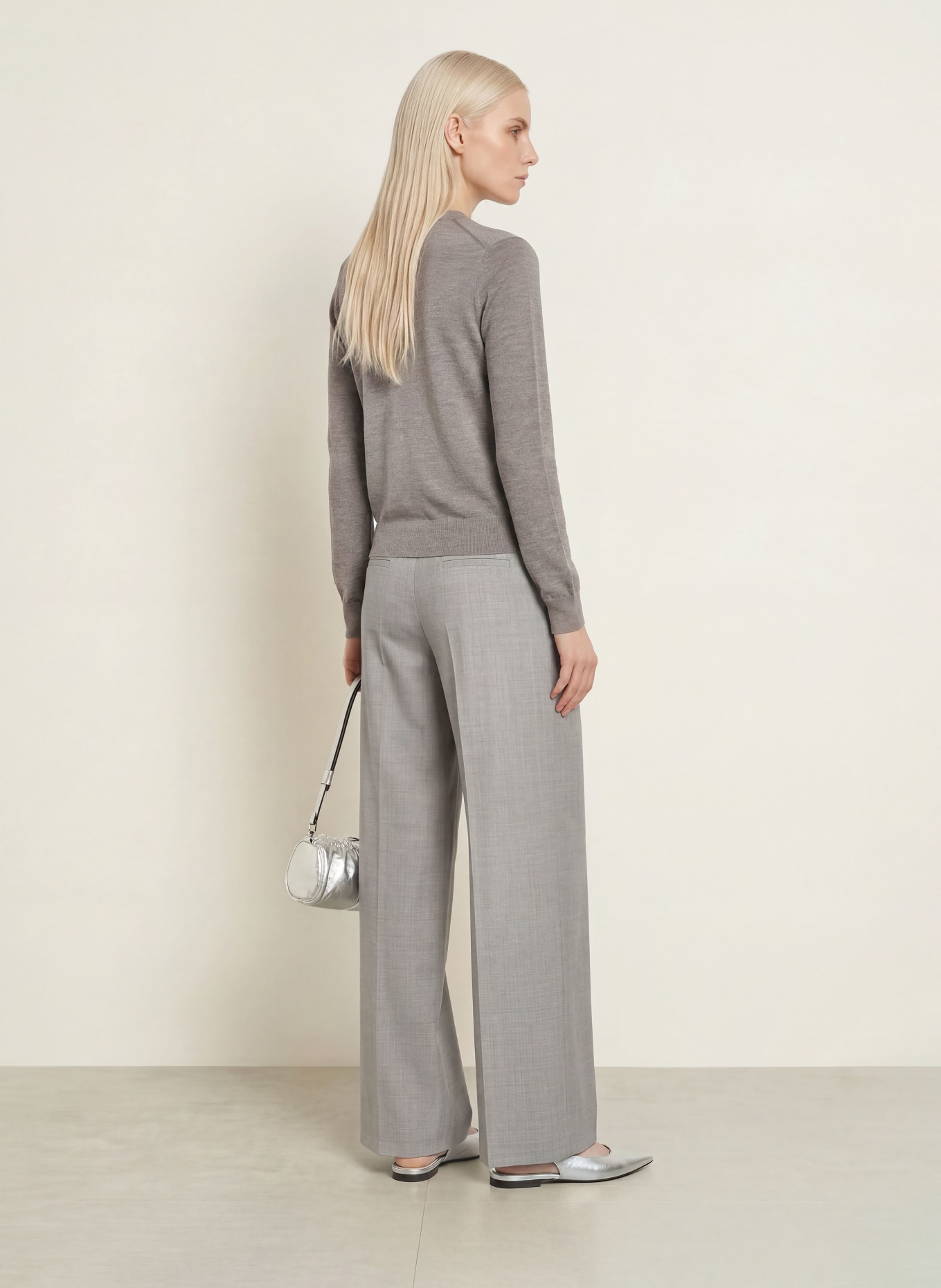 darling harbour Merinowool Cardigan: STONE MELANGE