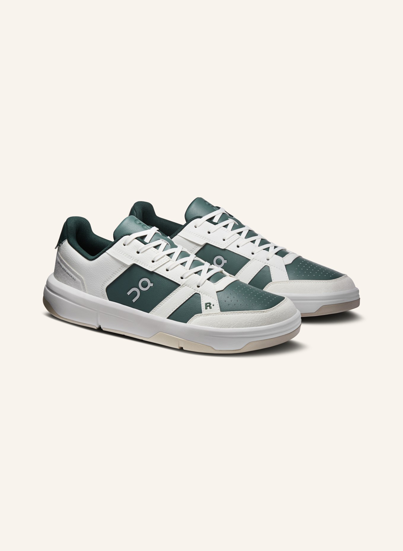 On Sneaker THE ROGER CLUBHOUSE: WEISS / DUNKELGRÜN