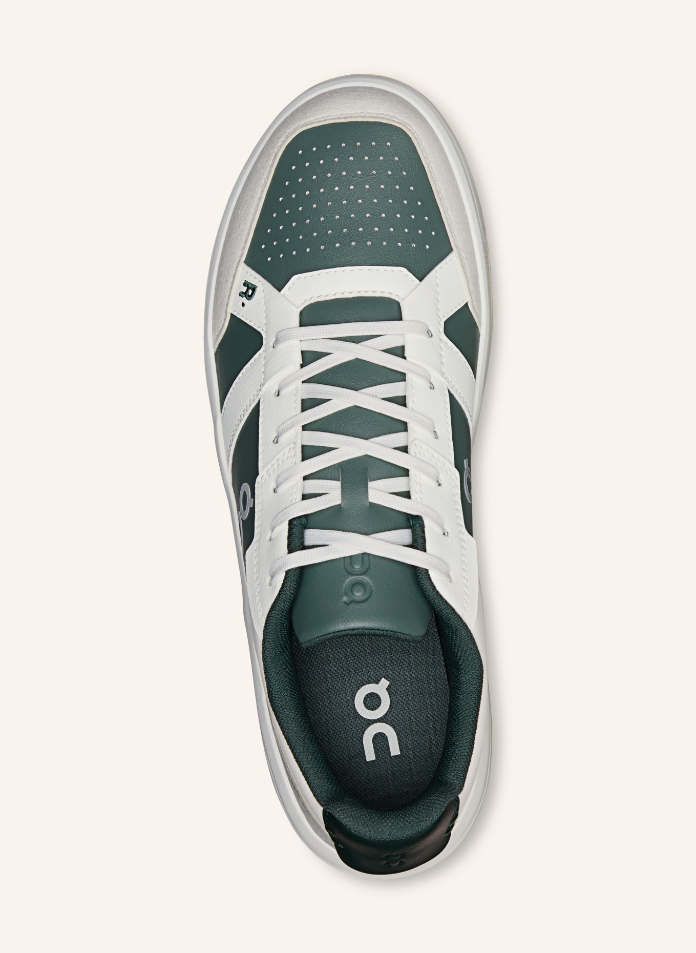 On Sneaker THE ROGER CLUBHOUSE: WEISS / DUNKELGRÜN