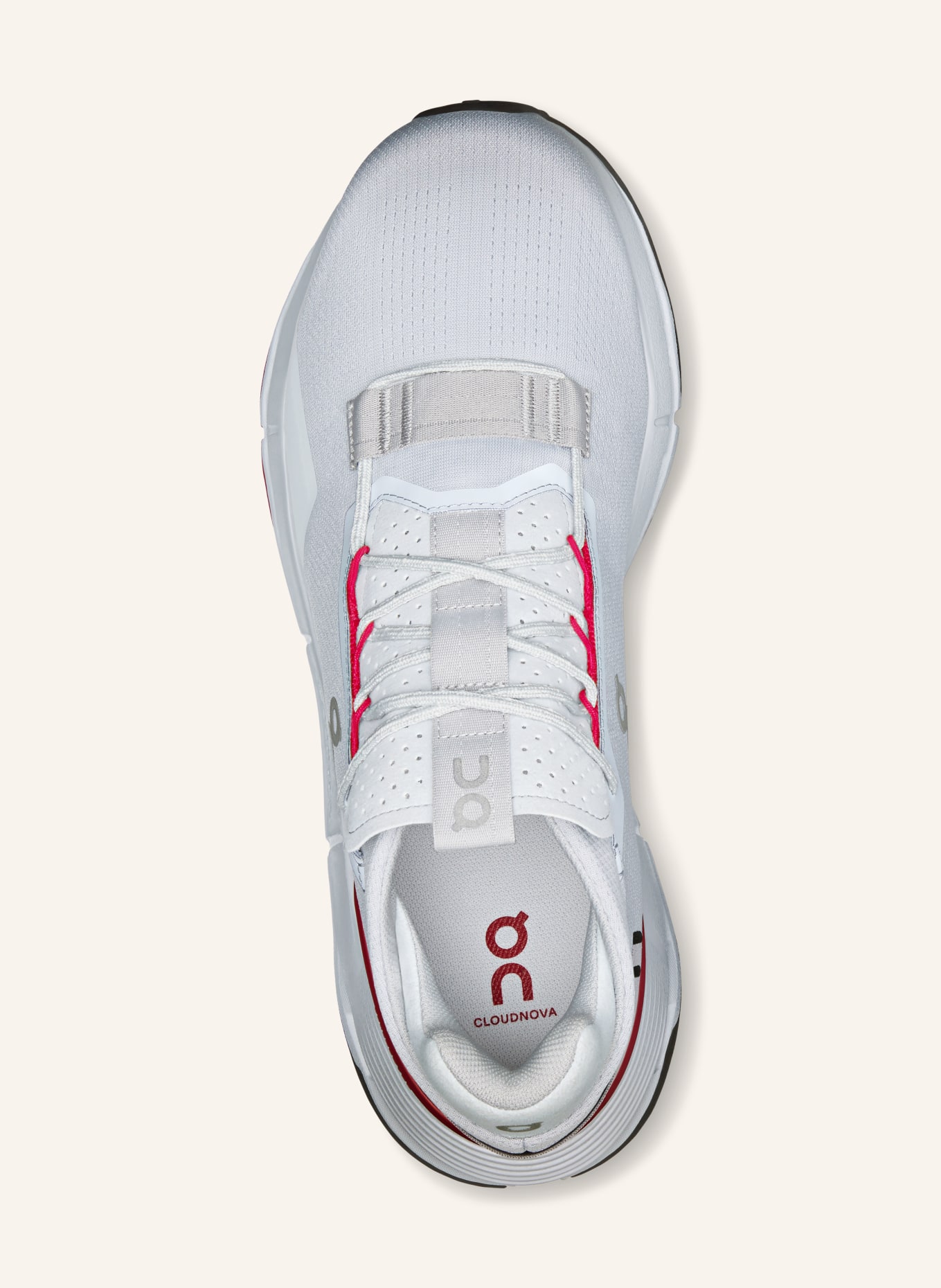 On CLOUDNOVA 2 Sneakers: LIGHT GRAY / RED