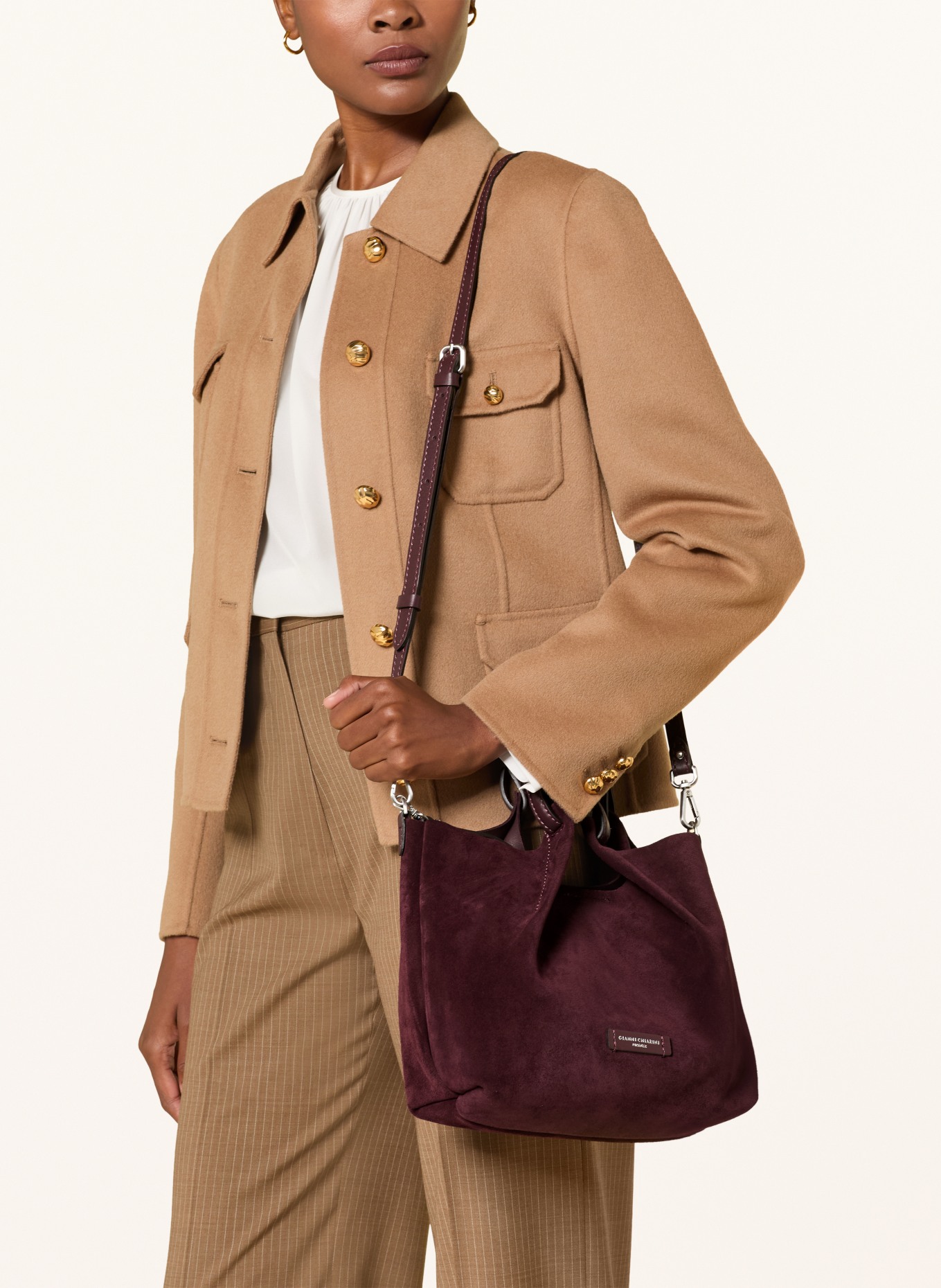 GIANNI CHIARINI Handtas DUA MEDIUM met Pouch: DONKERROOD