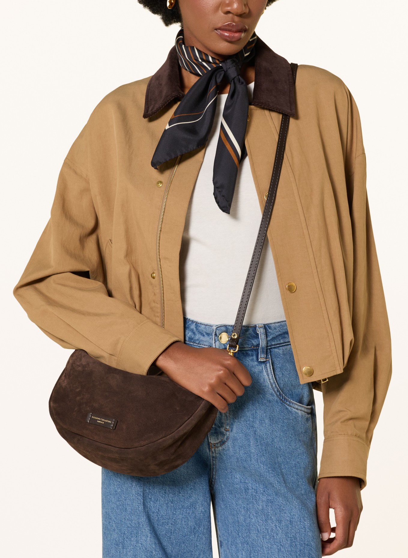 GIANNI CHIARINI Sac à main CLEO: MARRON FONCÉ / OR
