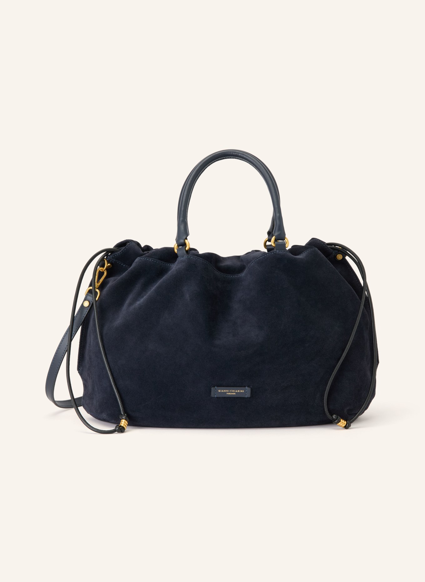 GIANNI CHIARINI MORGANA LARGE Bucket bag: DARK BLUE / GOLD