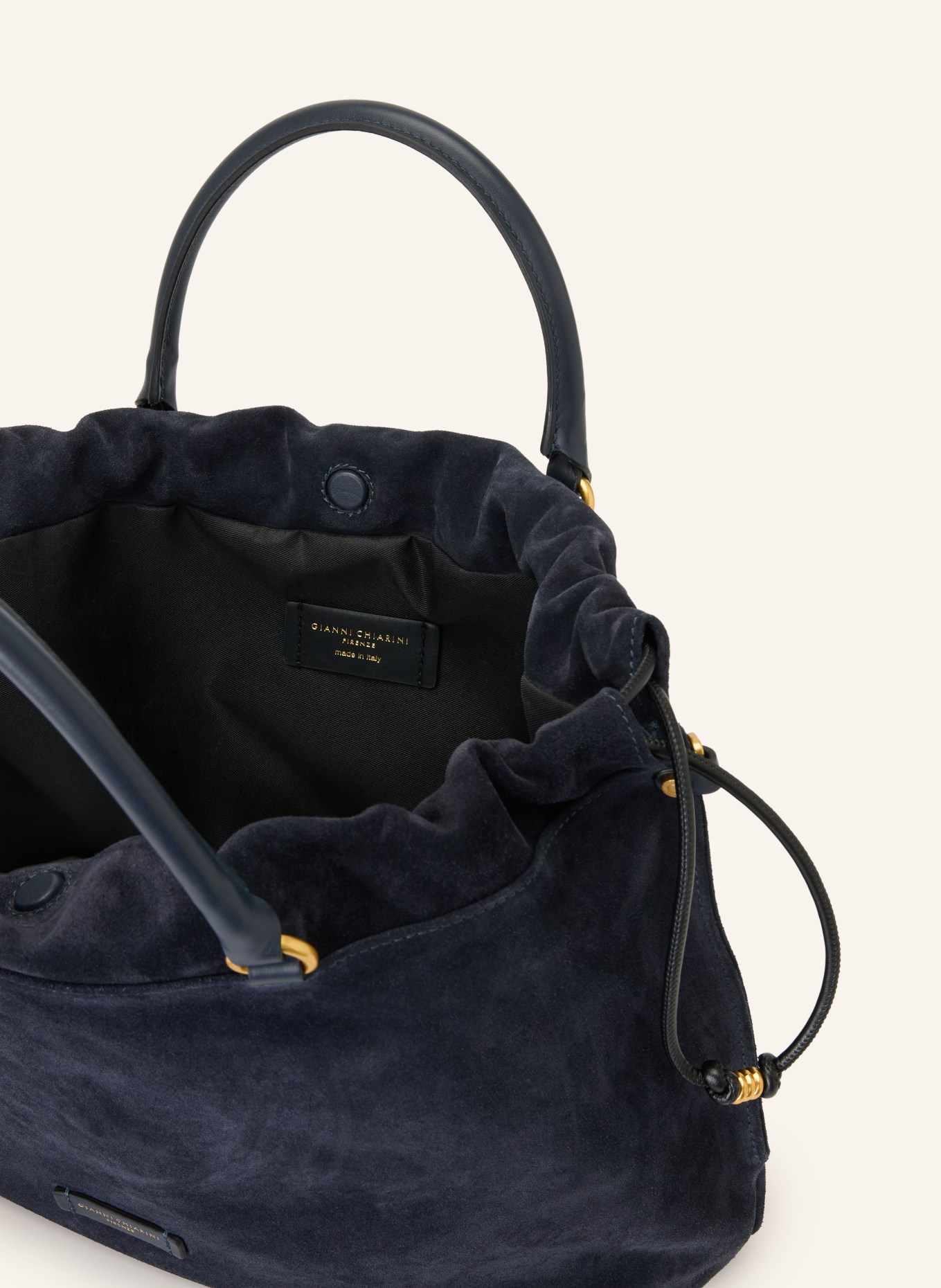 GIANNI CHIARINI MORGANA LARGE Bucket bag: DARK BLUE / GOLD