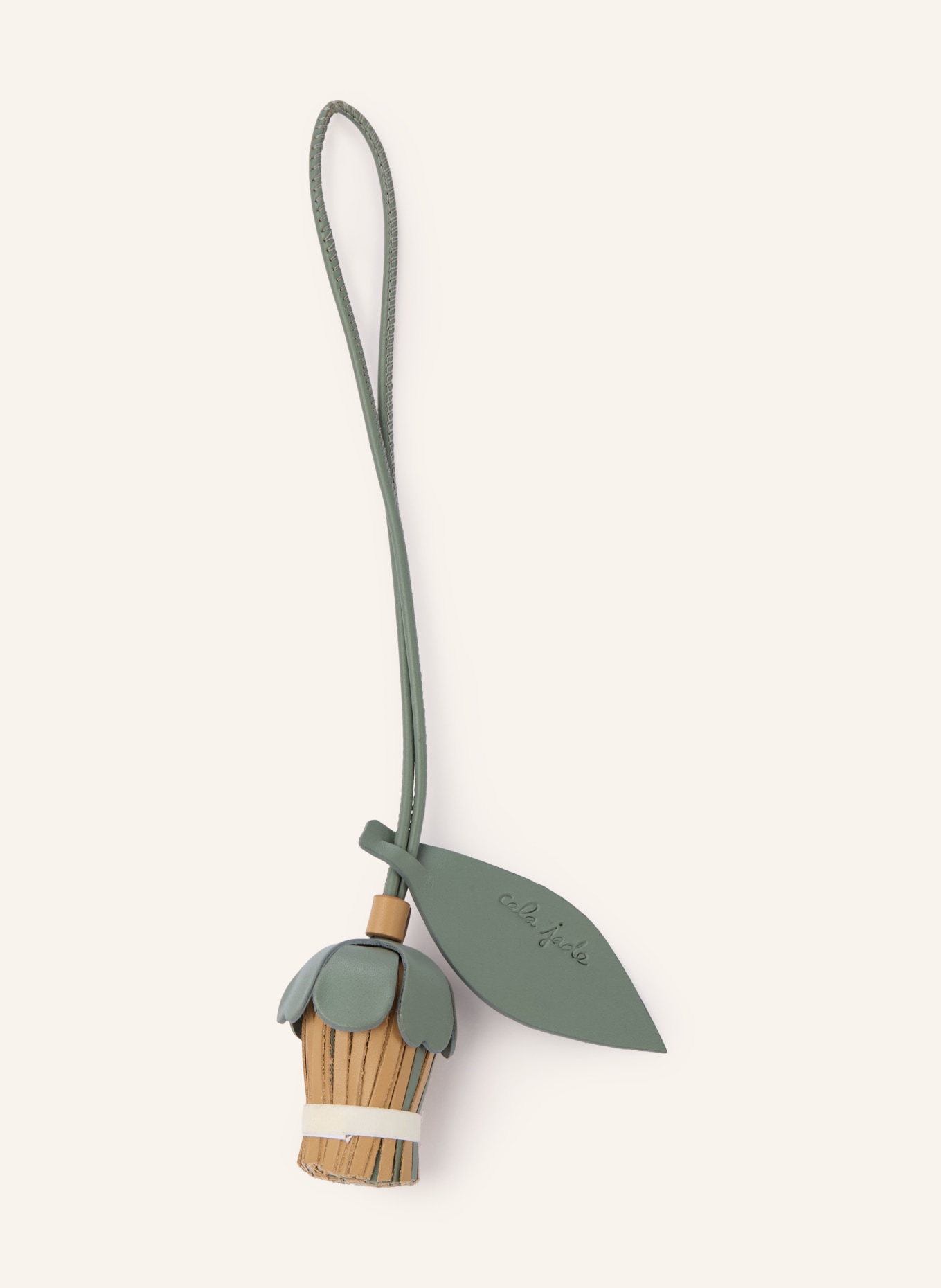 CALA JADE Tassenhanger FLORAL BALL: BEIGE / GROEN
