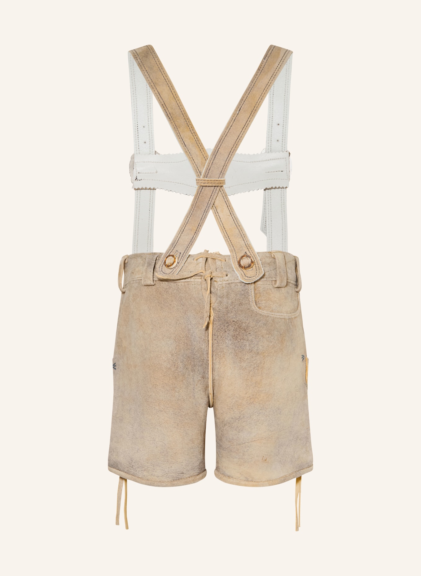BECKERT Trachten-Lederhose KITZ: BEIGE / BLAU