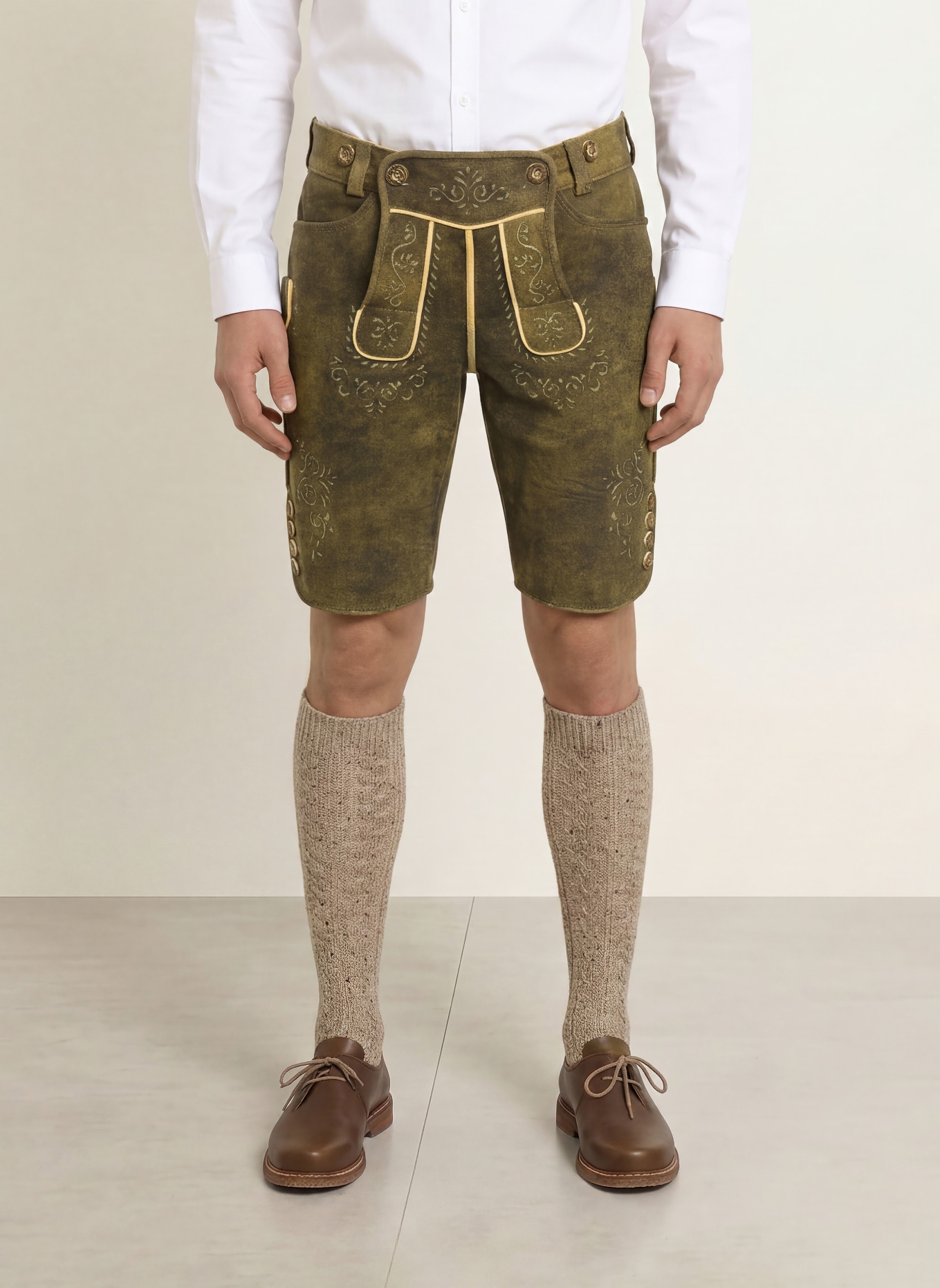 BECKERT Traditionele lederhose ATTERGAU: BRUIN