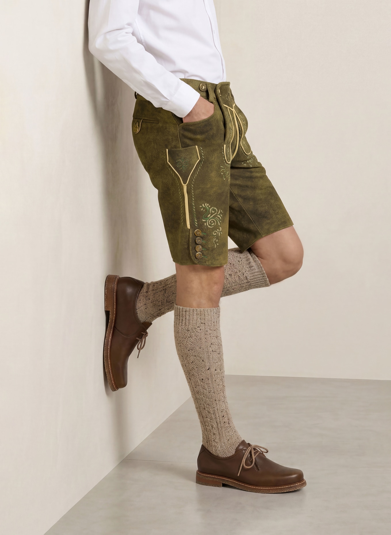 BECKERT Traditionele lederhose ATTERGAU: BRUIN