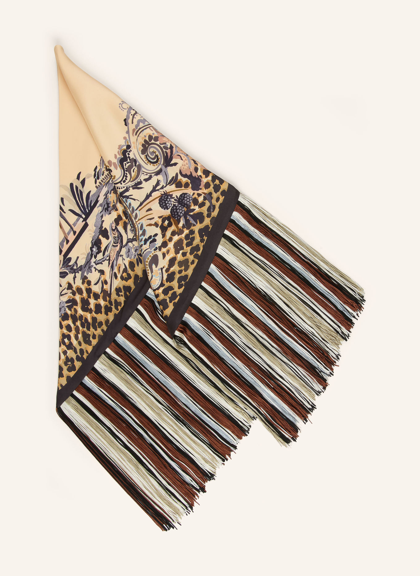 ETRO Dreieckstuch aus Seide: CREME / BRAUN / SCHWARZ