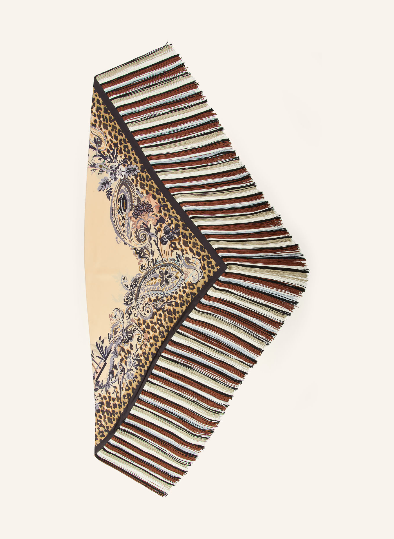 ETRO Dreieckstuch aus Seide: CREME / BRAUN / SCHWARZ