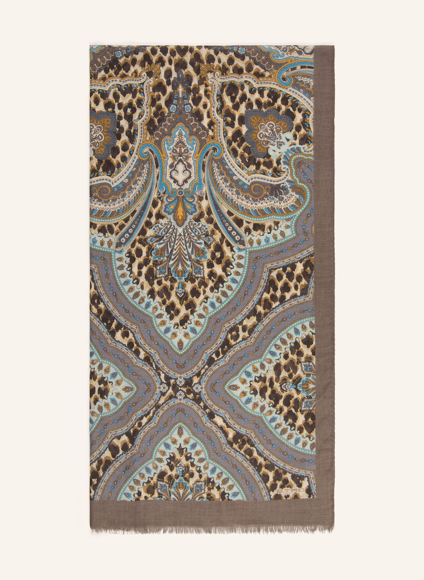 ETRO Schal: GRAU / DUNKELGELB / BLAU