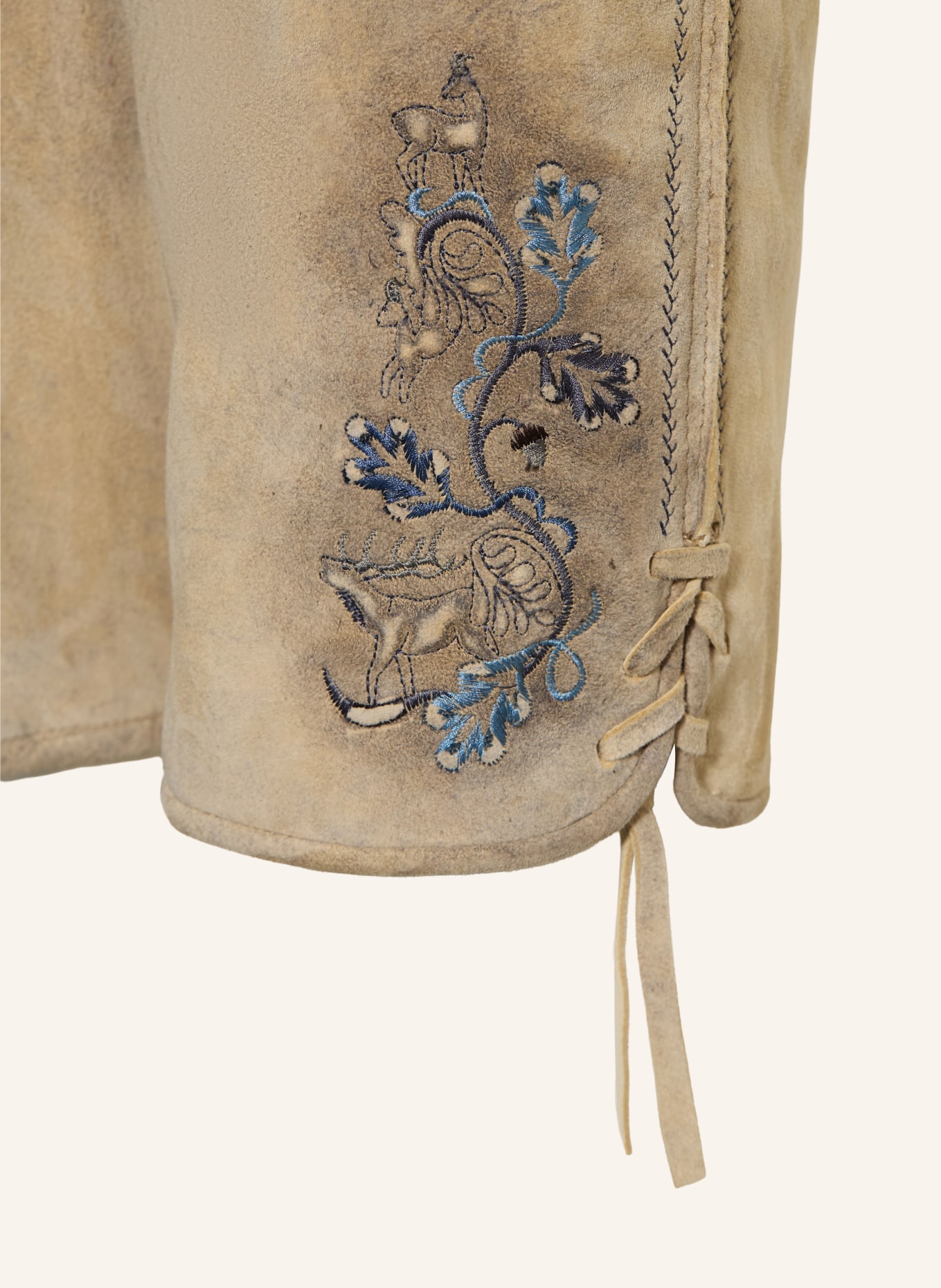 BECKERT KITZ Traditional leather trousers: BEIGE / BLUE
