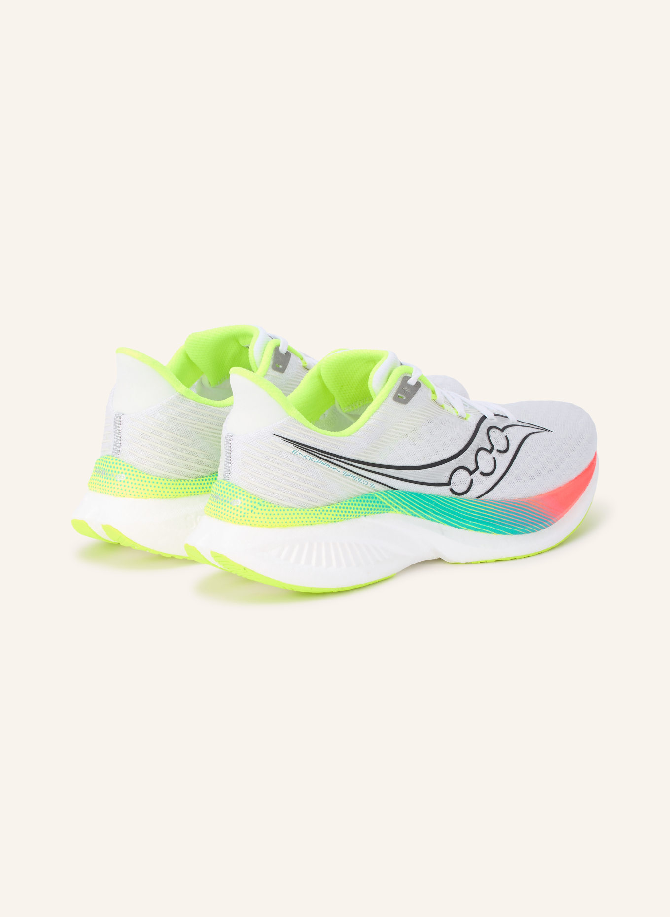 saucony ENDORPHIN SPEED 5 Running Shoes: WHITE / NEON YELLOW / BLACK