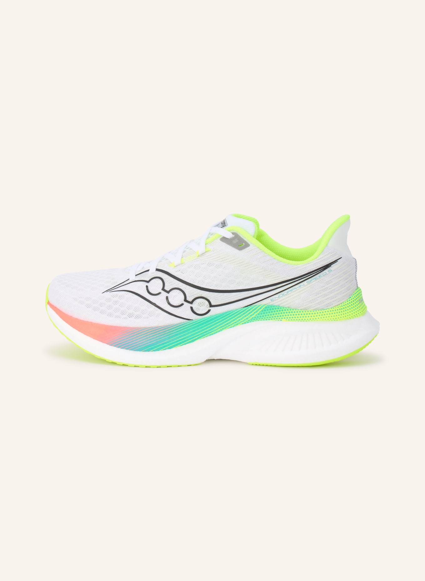 saucony ENDORPHIN SPEED 5 Running Shoes: WHITE / NEON YELLOW / BLACK