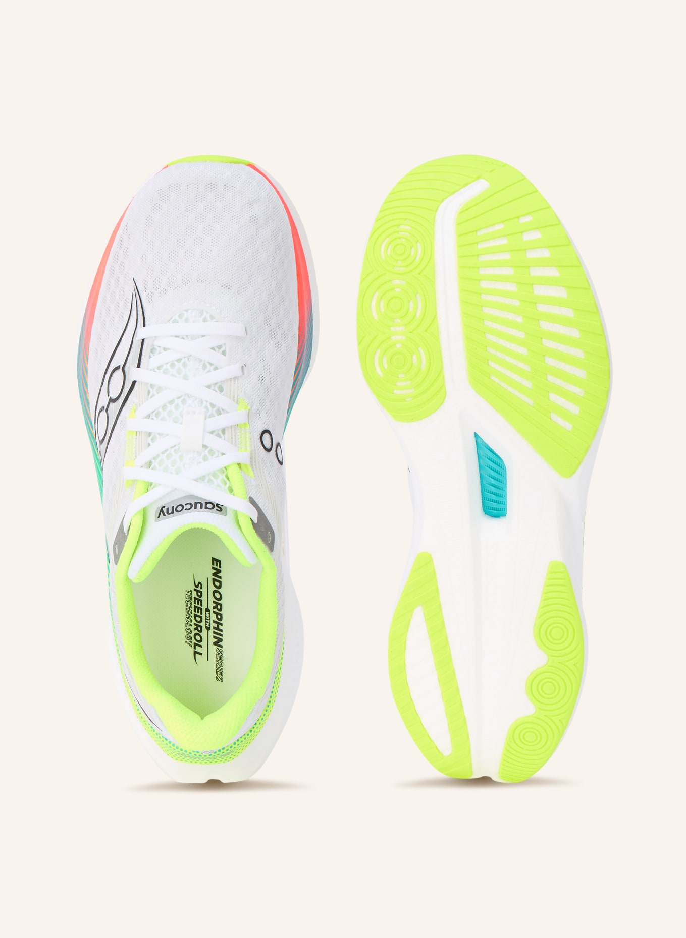 saucony ENDORPHIN SPEED 5 Running Shoes: WHITE / NEON YELLOW / BLACK
