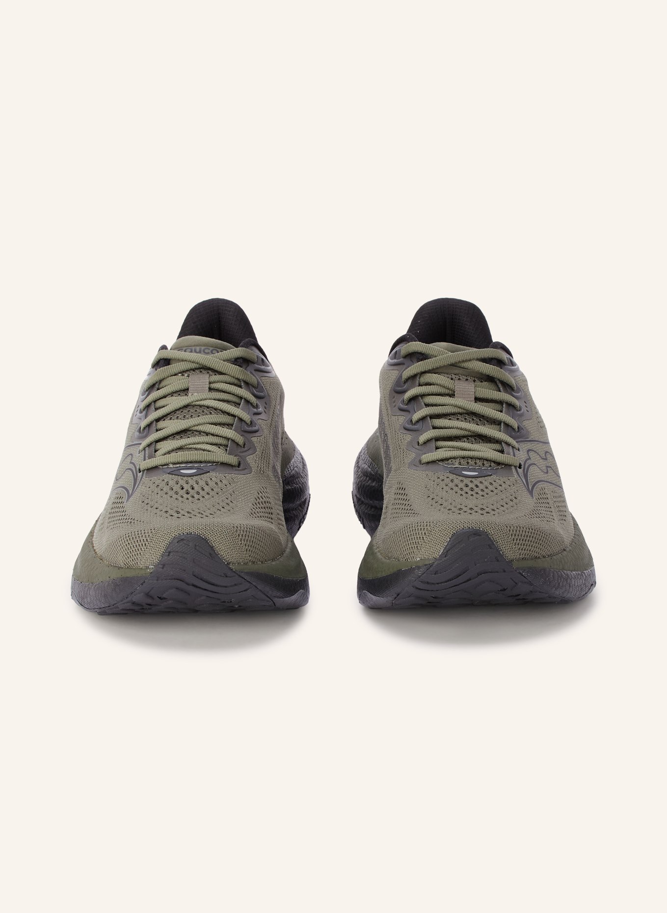 saucony RIDE 19 Running Shoes: KHAKI / BLACK