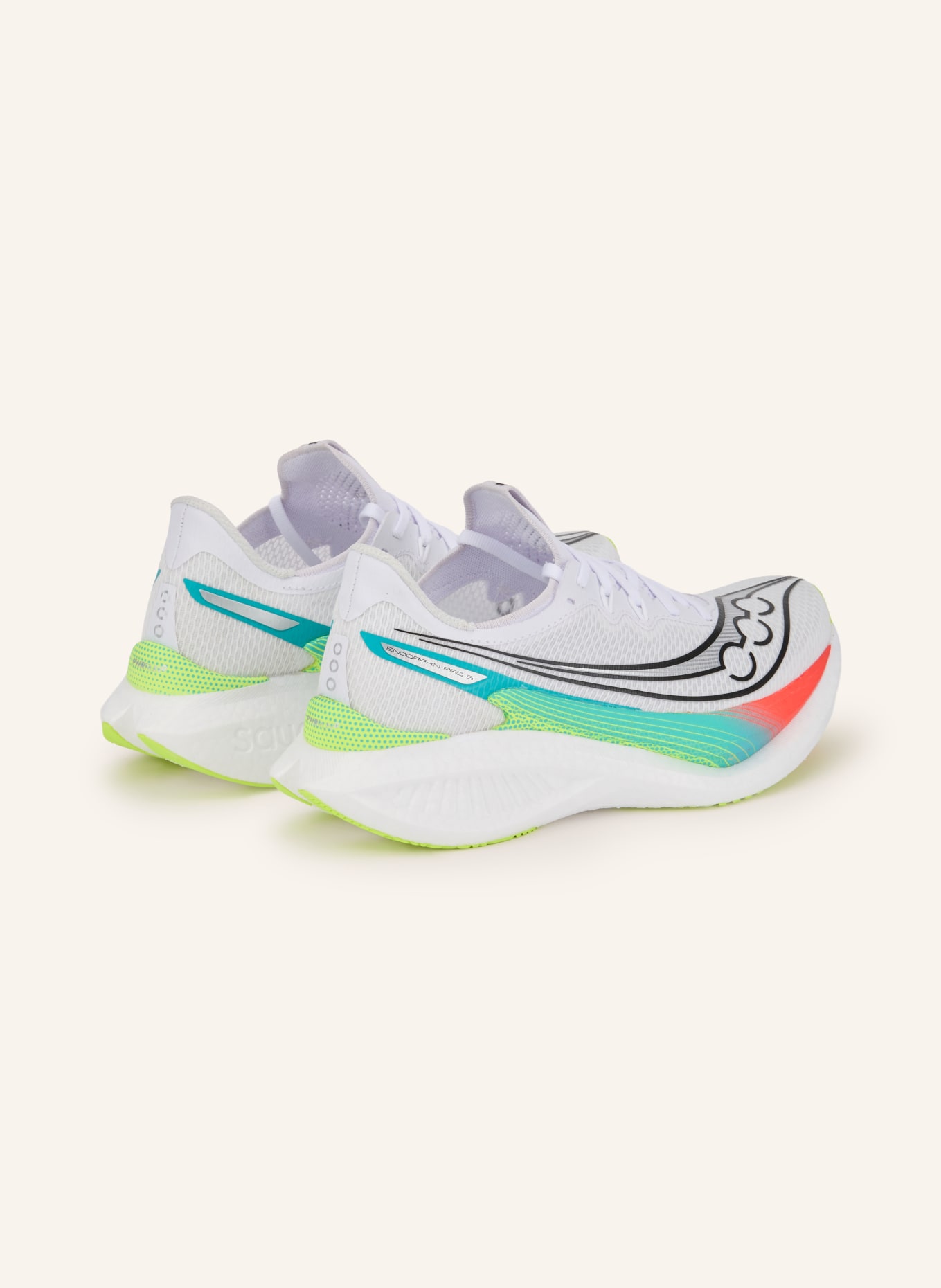 saucony ENDORPHIN PRO 5 Running Shoes: WHITE / TEAL / BLACK