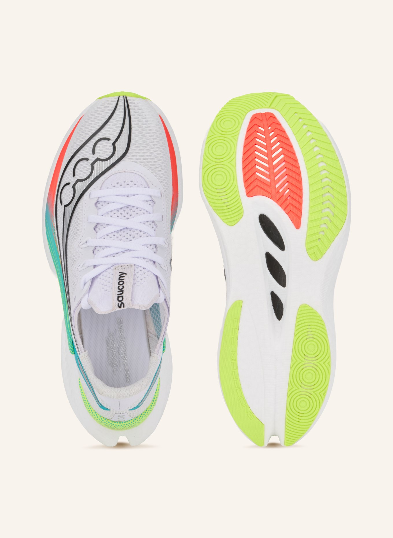 saucony ENDORPHIN PRO 5 Running Shoes: WHITE / TEAL / BLACK