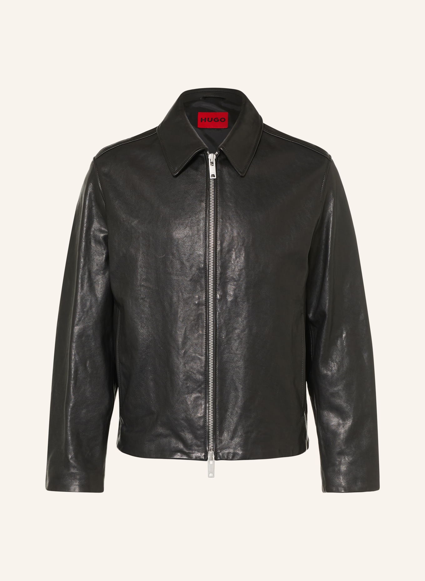 HUGO Lederjacke LIRO: SCHWARZ