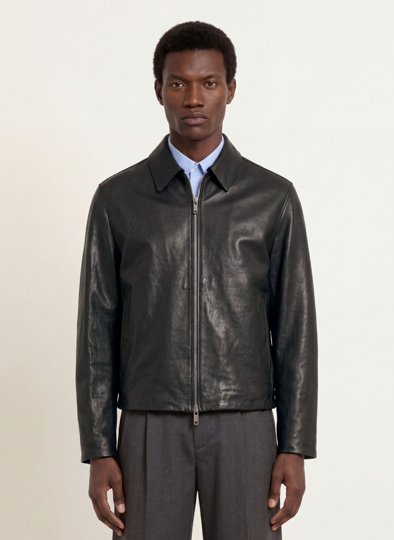 HUGO Lederjacke LIRO: SCHWARZ