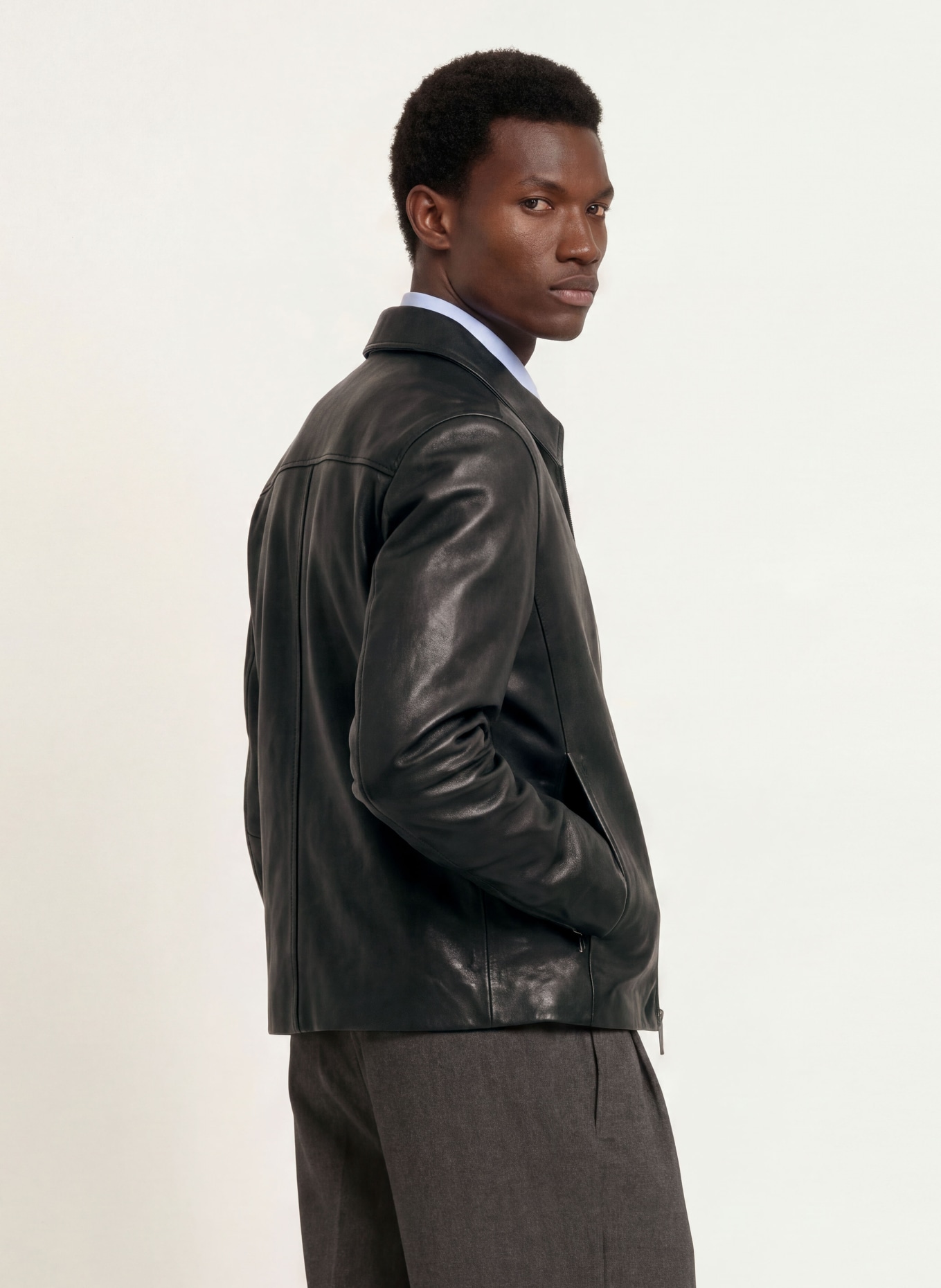HUGO Lederjacke LIRO: SCHWARZ
