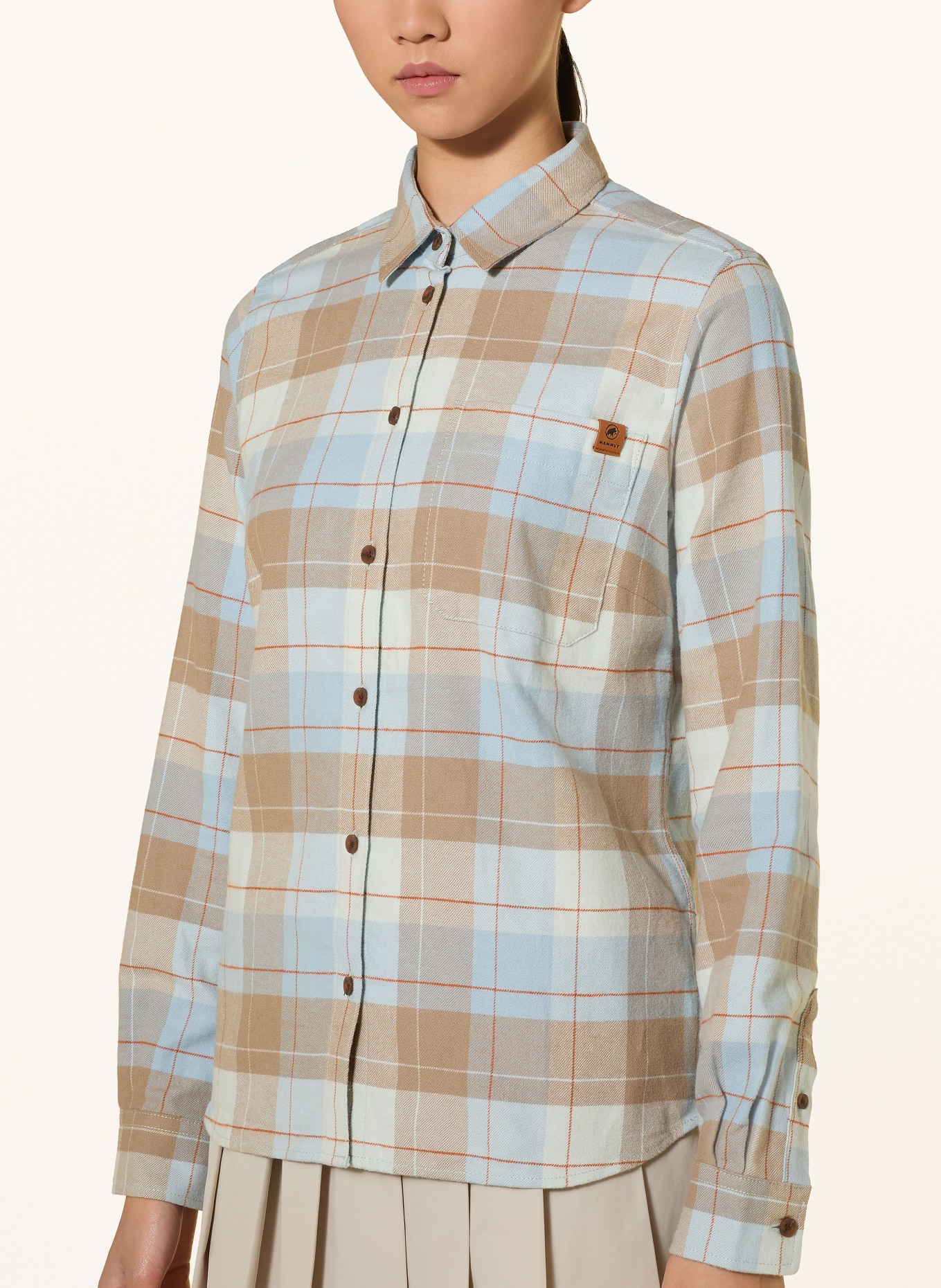 MAMMUT TROVAT-overhemdblouse van flanel: LICHTBLAUW / ORANJE