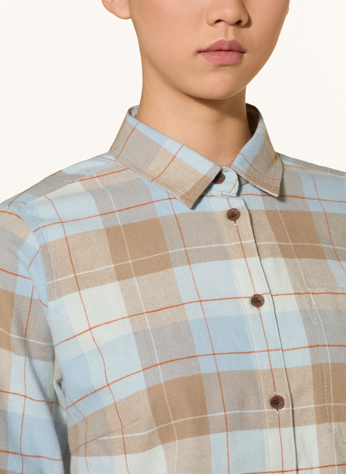 MAMMUT TROVAT-overhemdblouse van flanel: LICHTBLAUW / ORANJE