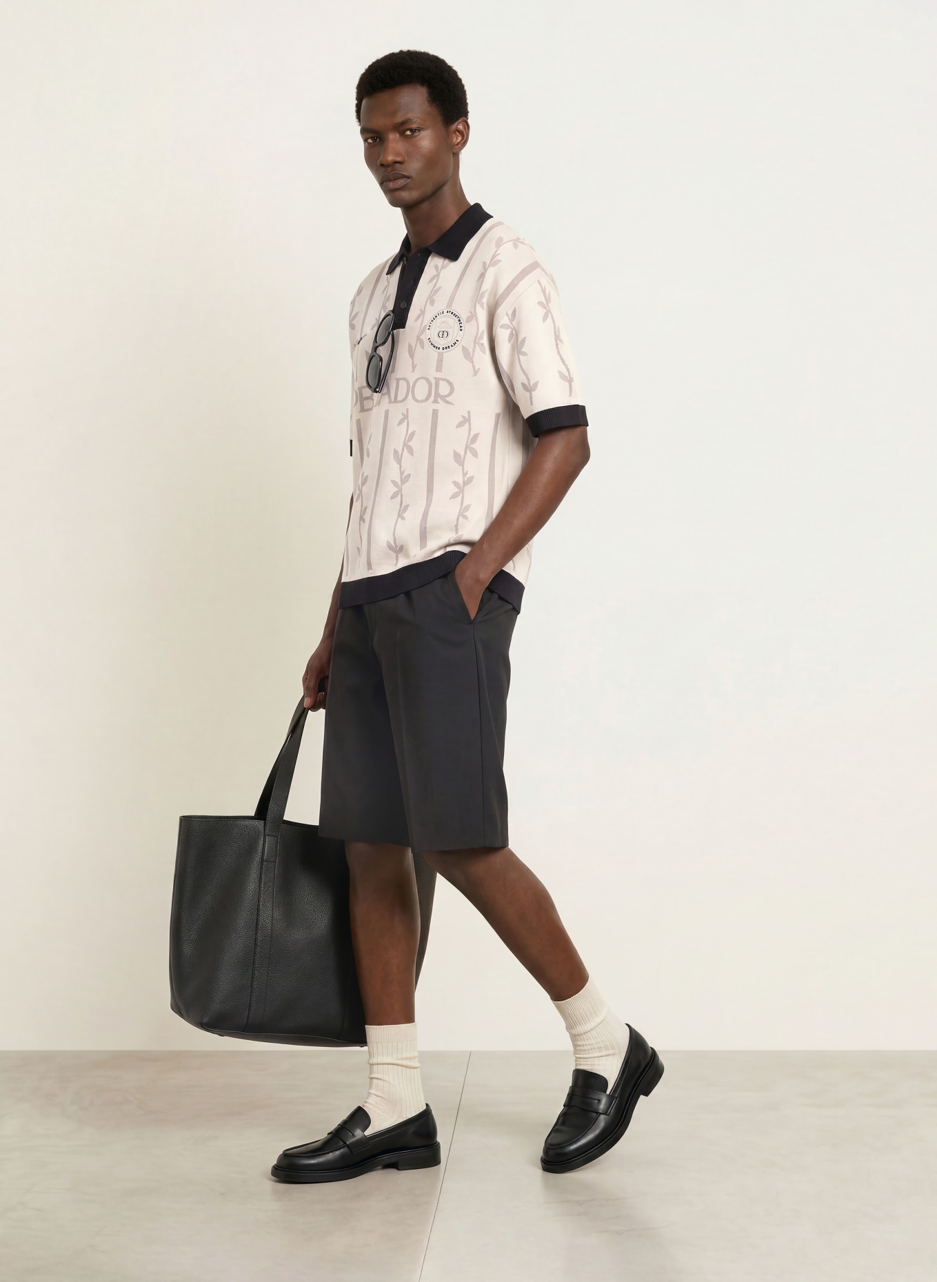 PEGADOR Strick-Poloshirt KINSALE: CREME / TAUPE / SCHWARZ