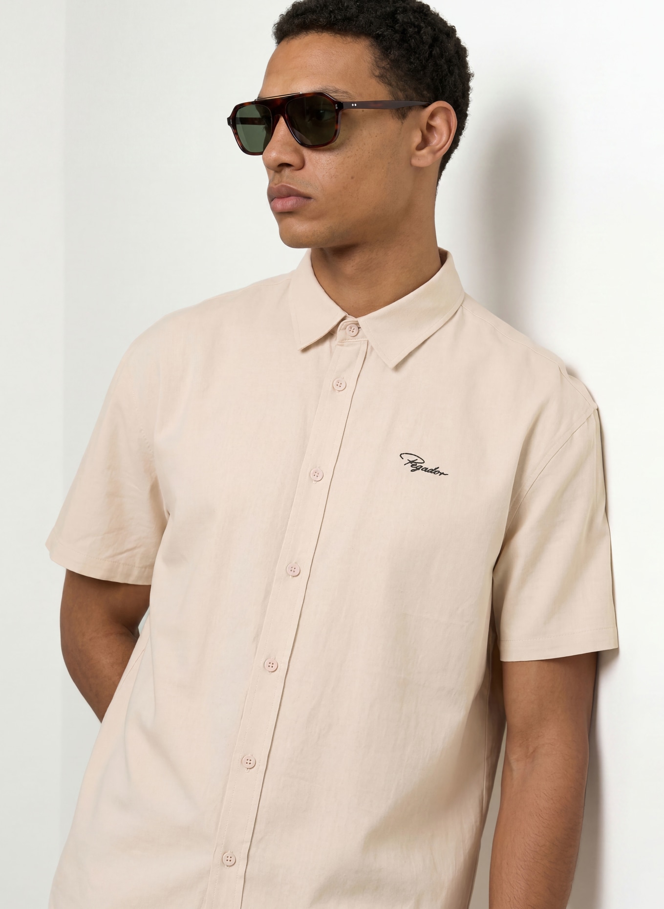 PEGADOR Kurzarm-Hemd PELAGO Comfort Fit: CREME