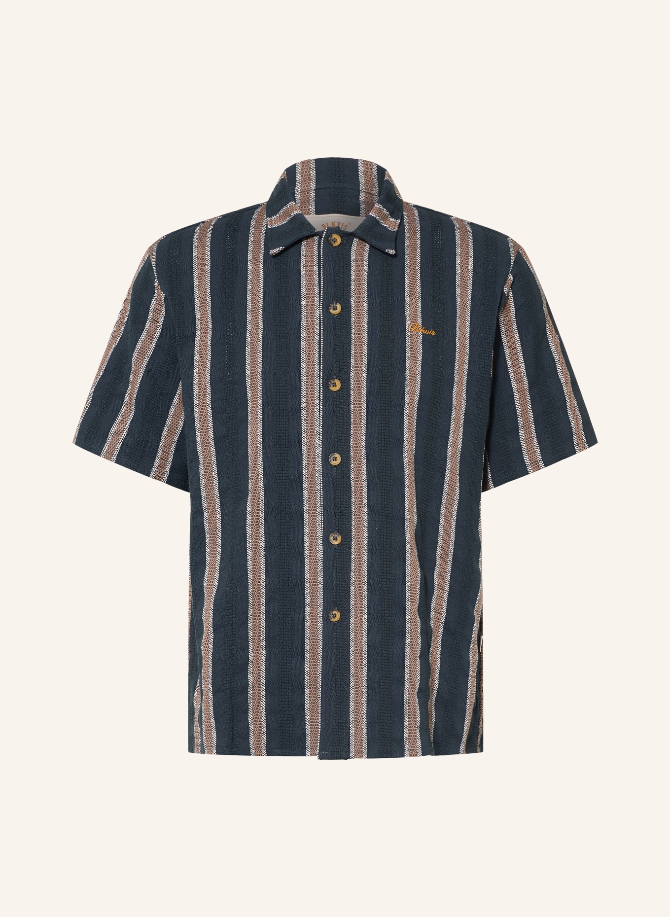 BLKVIS Overhemd met korte mouwen, Comfort Fit: DONKERBLAUW / BEIGE / WIT