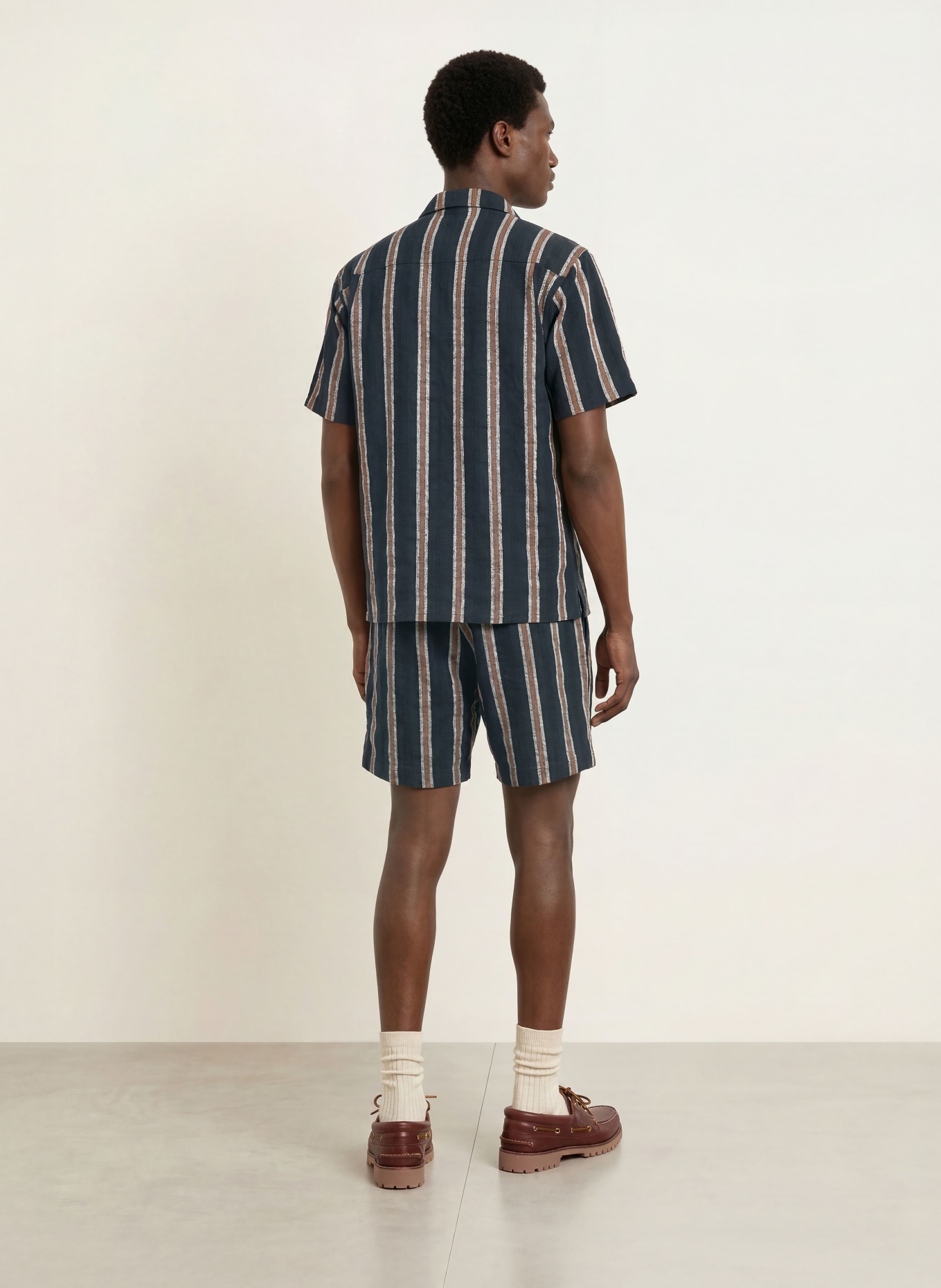 BLKVIS Overhemd met korte mouwen, Comfort Fit: DONKERBLAUW / BEIGE / WIT