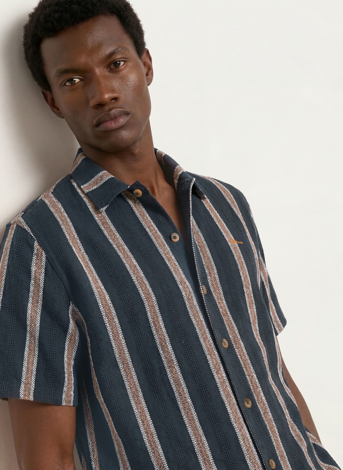 BLKVIS Overhemd met korte mouwen, Comfort Fit: DONKERBLAUW / BEIGE / WIT