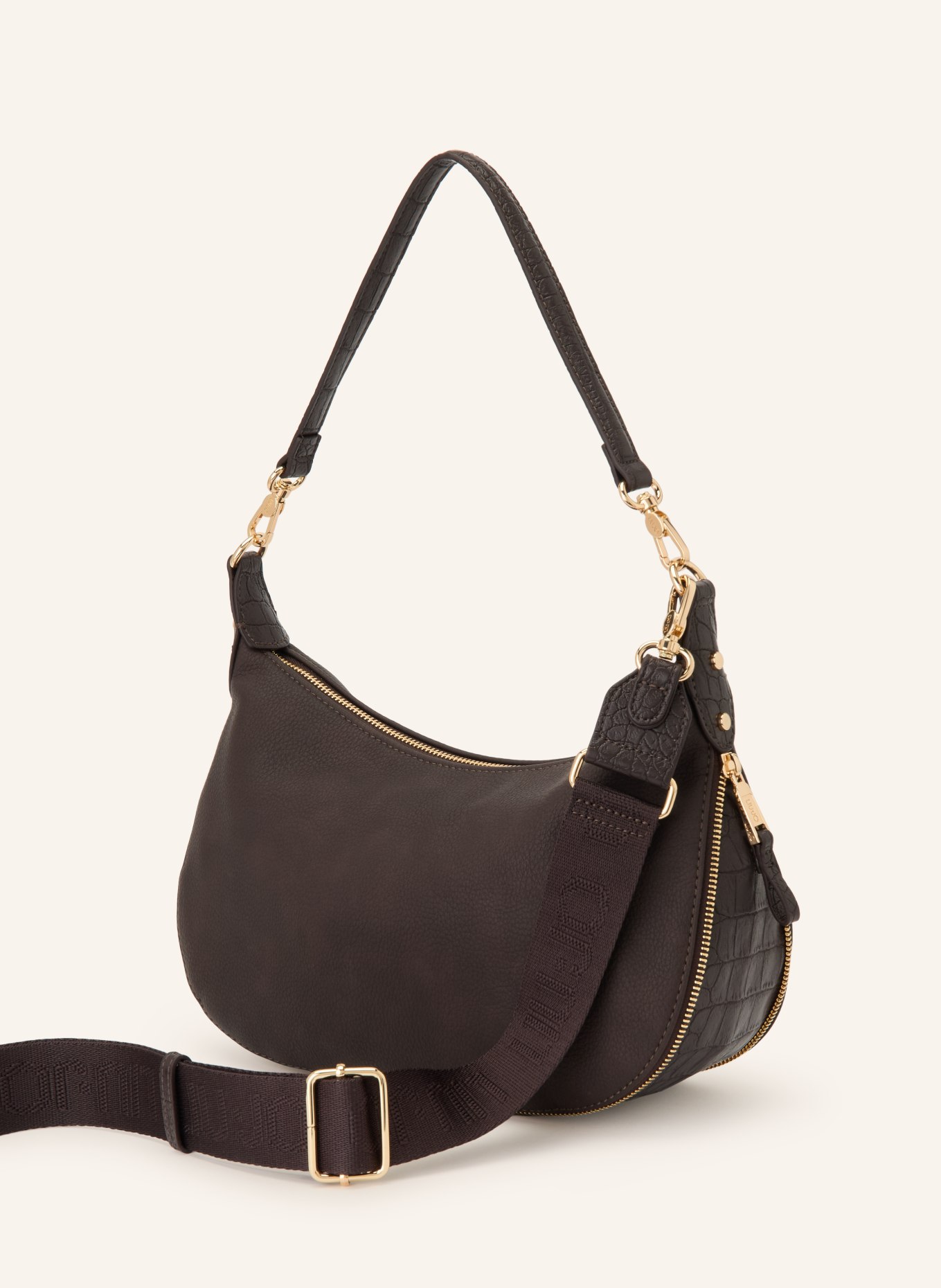 LIU JO Schultertasche: DUNKELBRAUN / GOLD