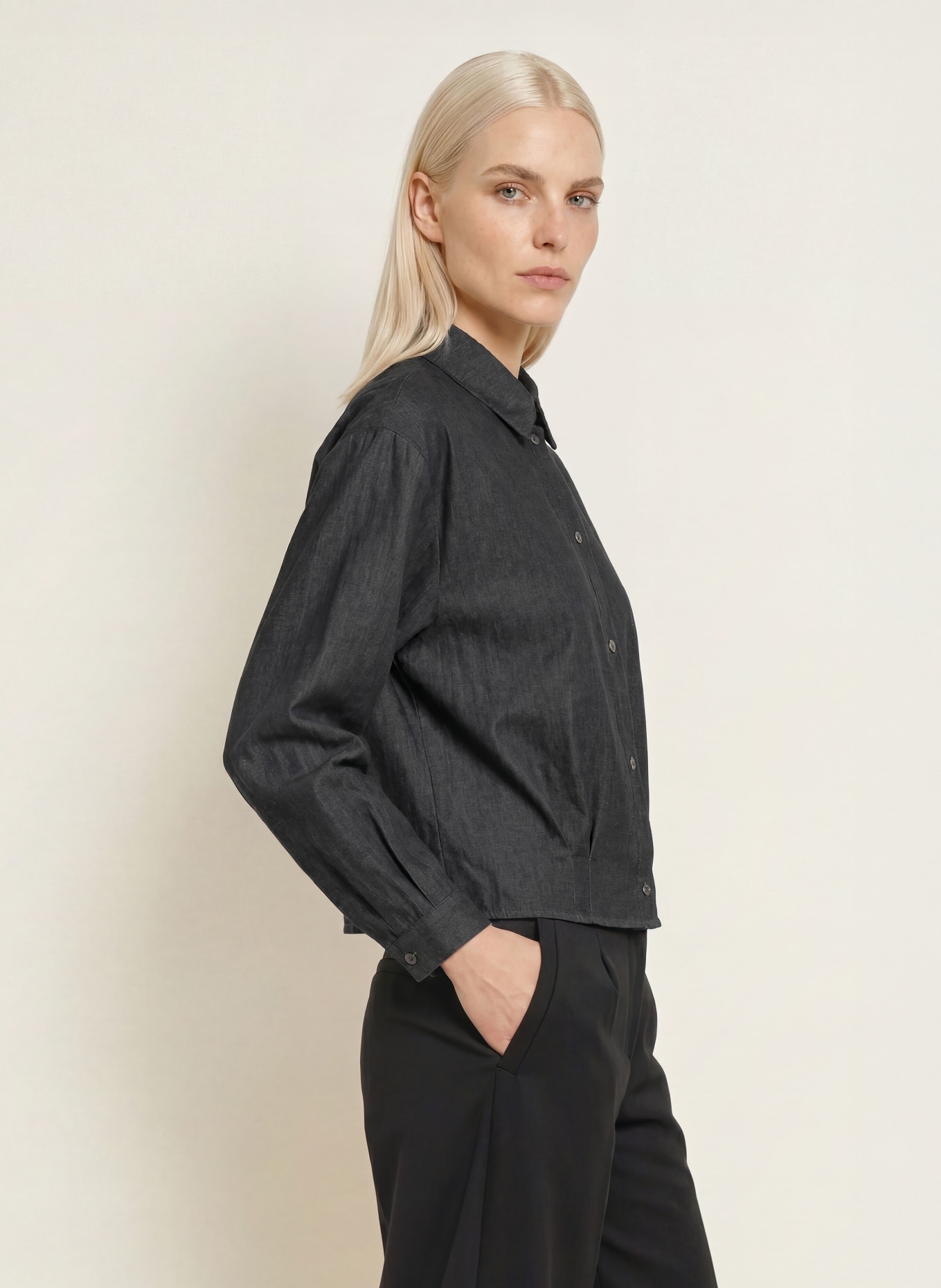CINQUE Jeansbluse CITERNO: DUNKELGRAU