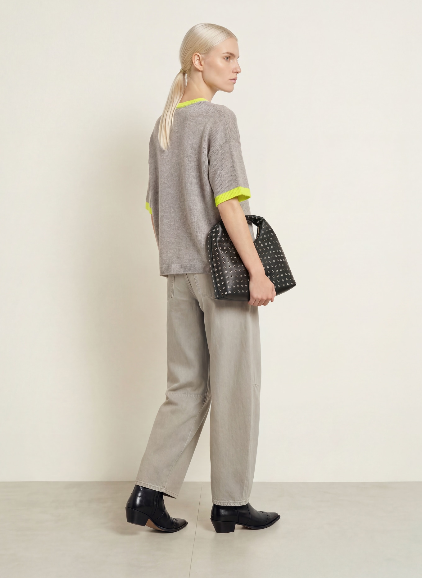 CINQUE Strickshirt CICLASSO: TAUPE / NEONGELB