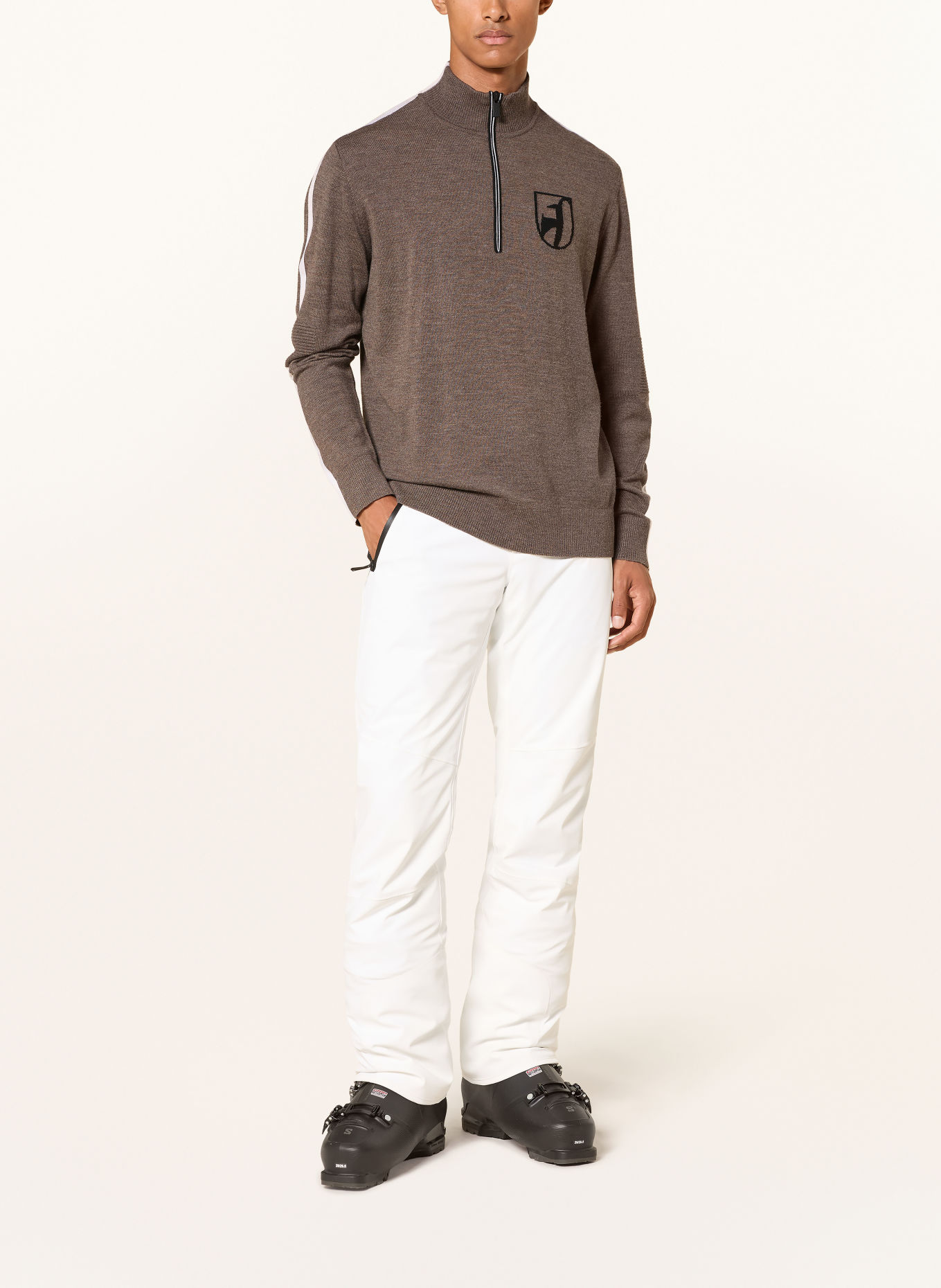 toni sailer Midlayer BRUCE van merinowol: TAUPE / WIT