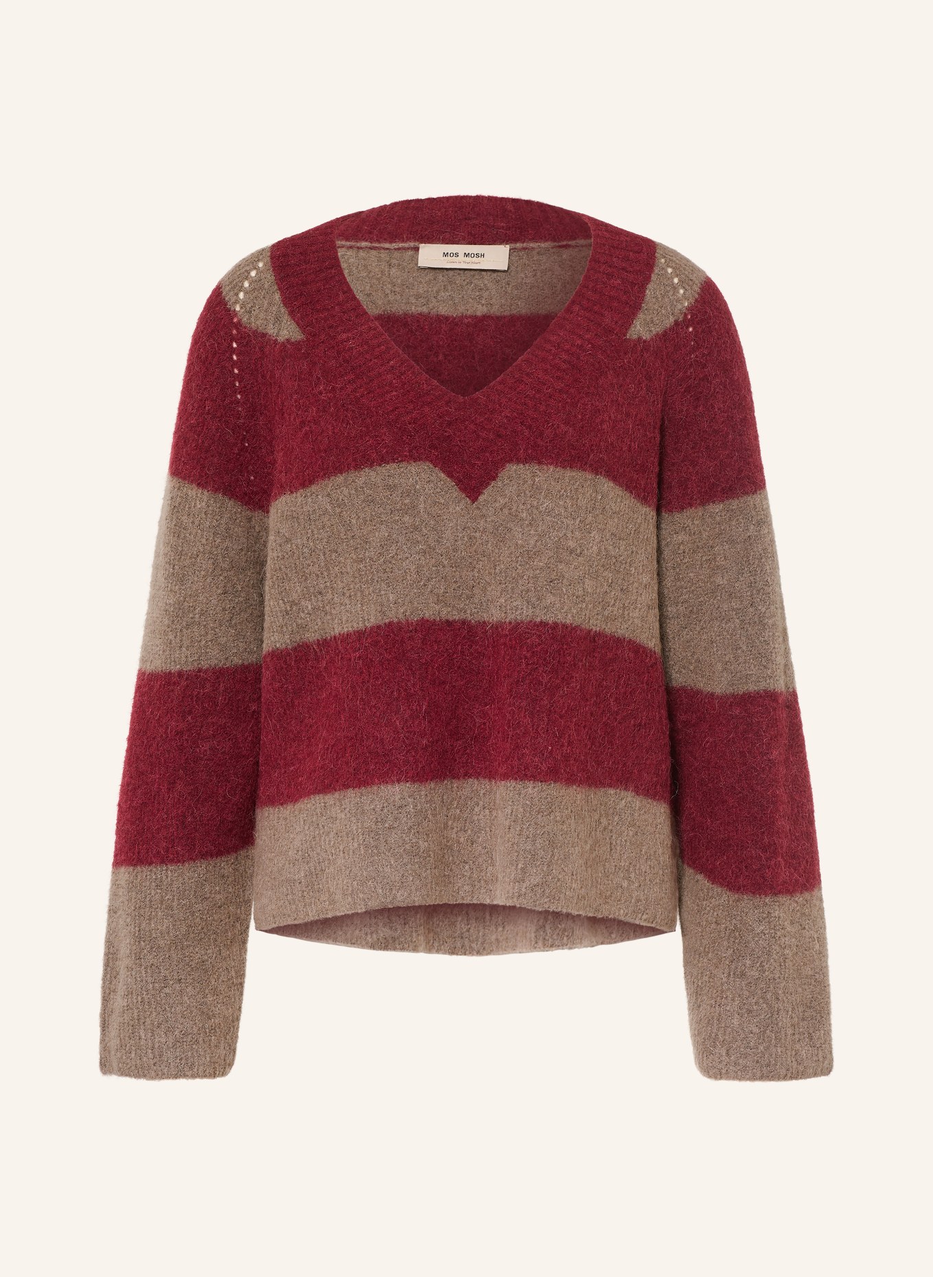 MOS MOSH Pull MMTACI en alpaga: ROUGE FONCÉ / TAUPE