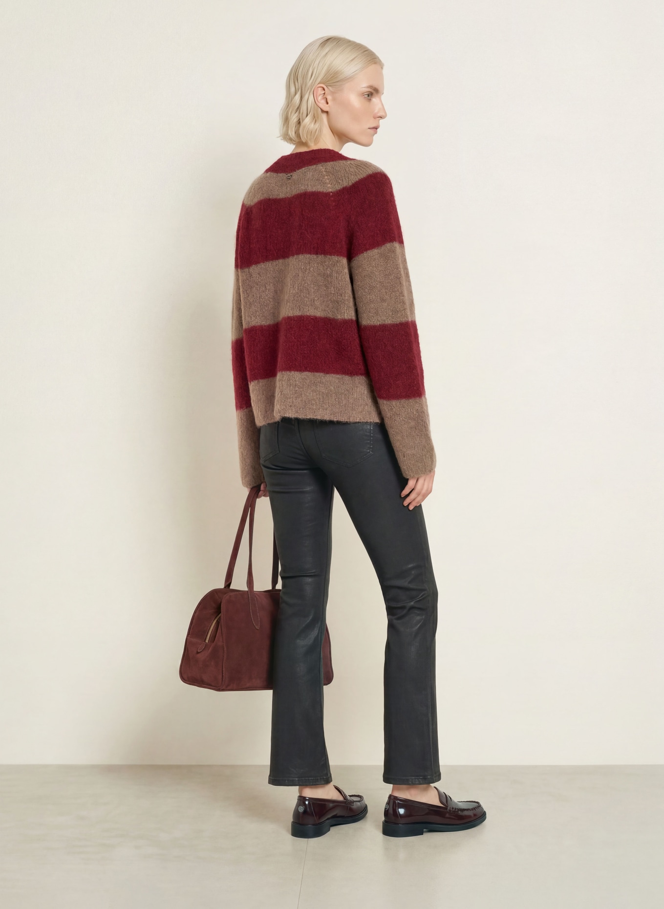 MOS MOSH Pull MMTACI en alpaga: ROUGE FONCÉ / TAUPE