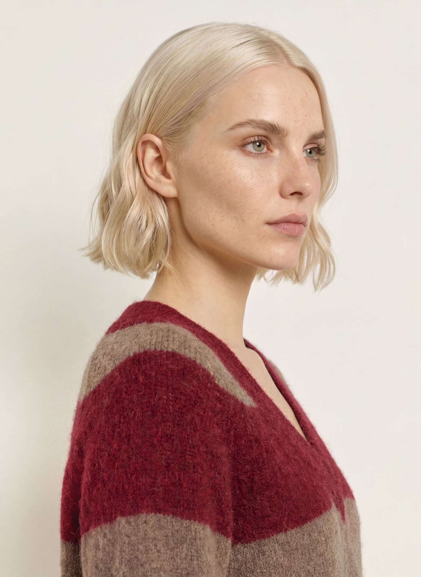 MOS MOSH Pull MMTACI en alpaga: ROUGE FONCÉ / TAUPE