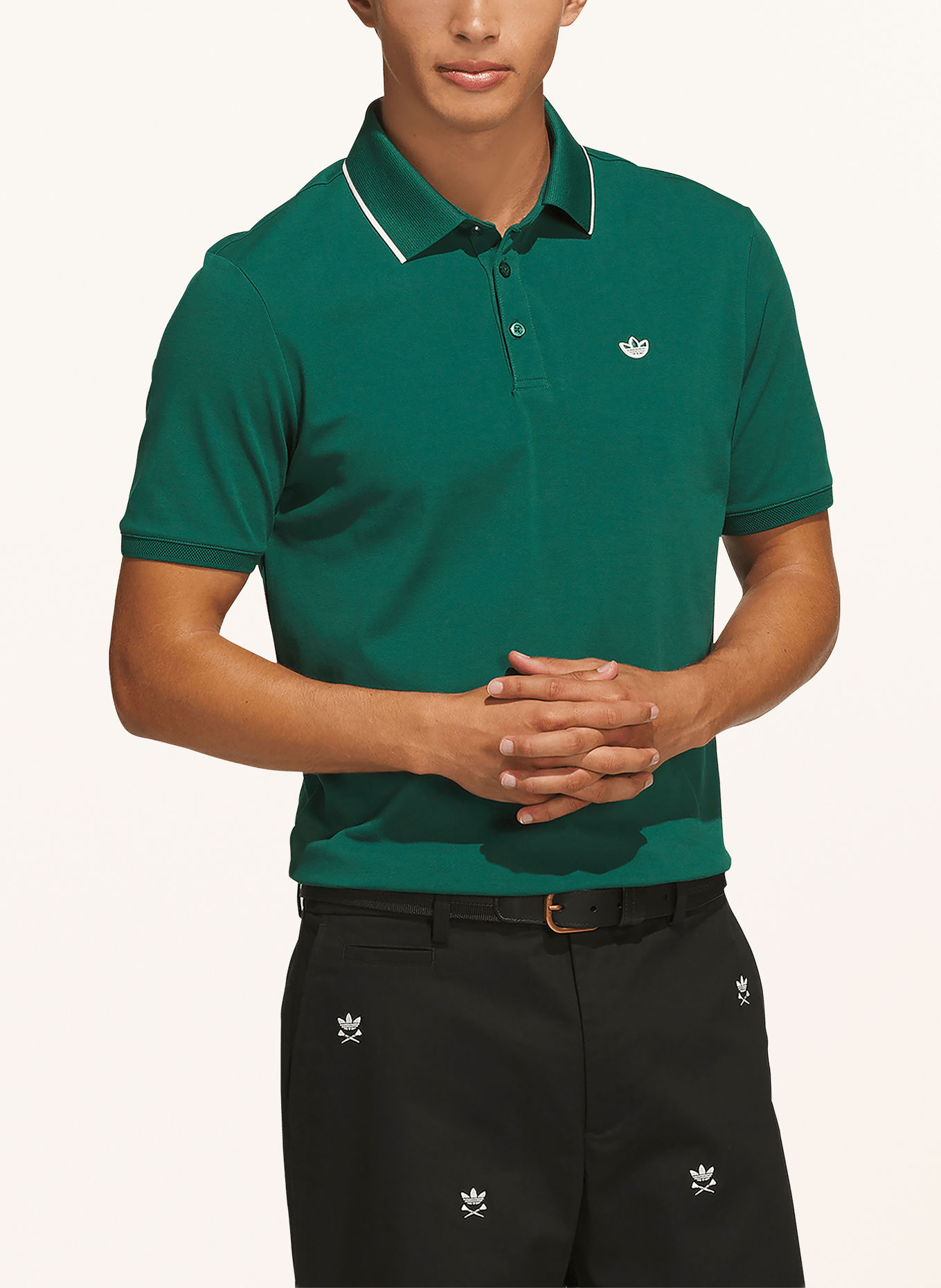 adidas Originals Piqué-poloshirt ORIGINAL TWISTKNIT TREFOIL: DONKERGROEN / WIT