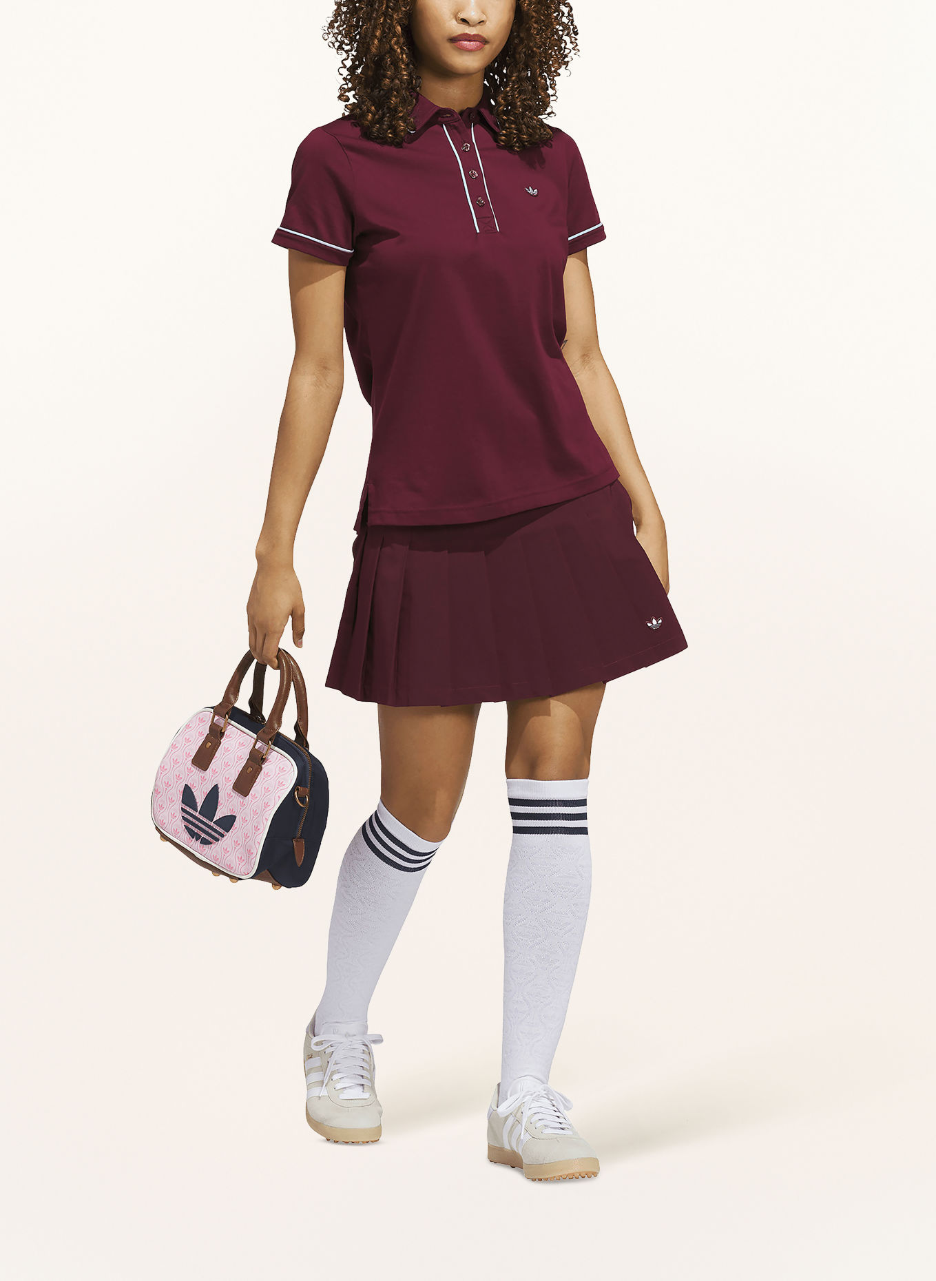 adidas Originals Golfrok ORIGINALS PLEATED: DONKERROOD / LICHTBLAUW