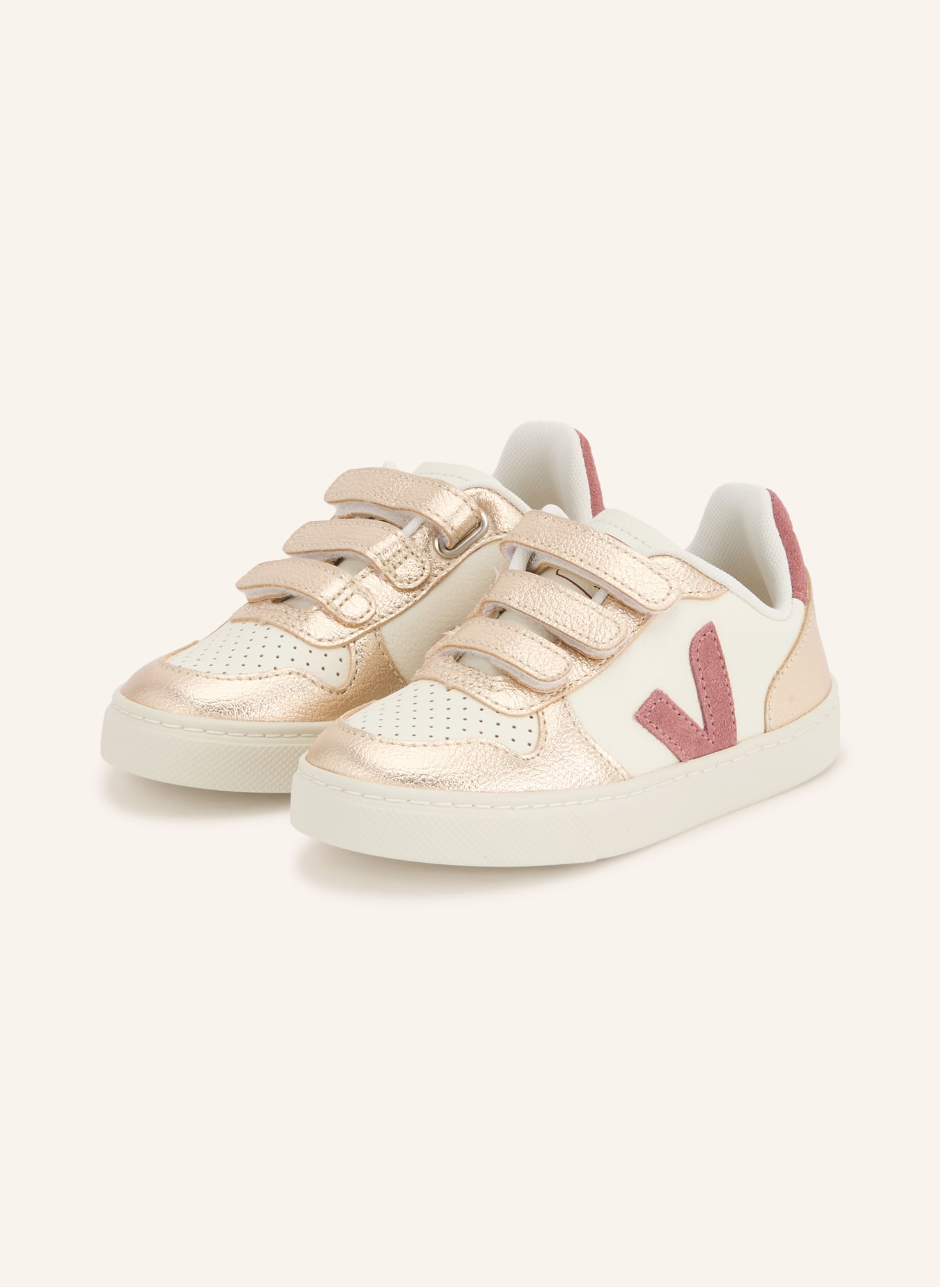 VEJA Sneaker SMALL V-10: PLATIN / ALTROSA / WEISS