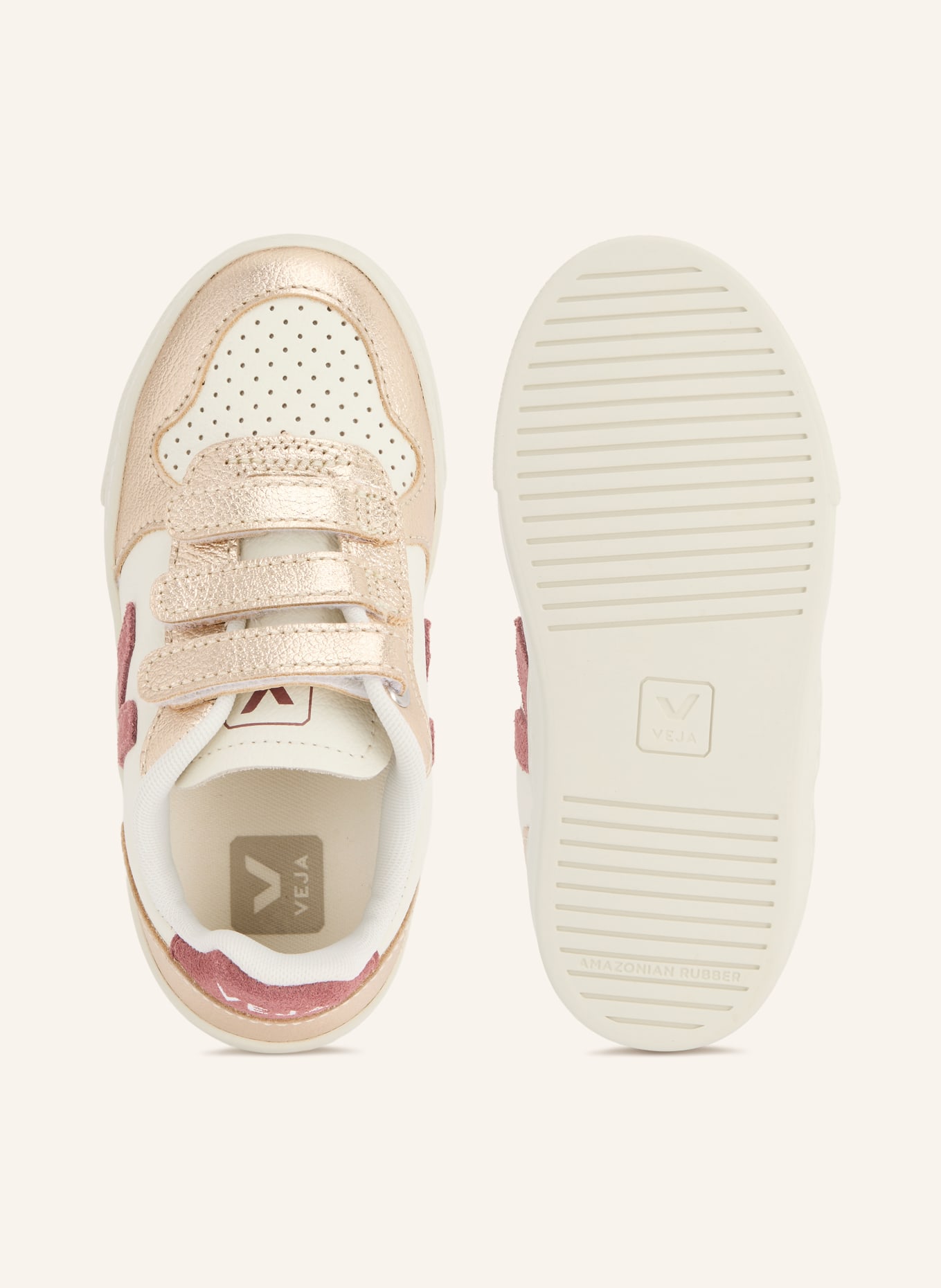VEJA Sneaker SMALL V-10: PLATIN / ALTROSA / WEISS
