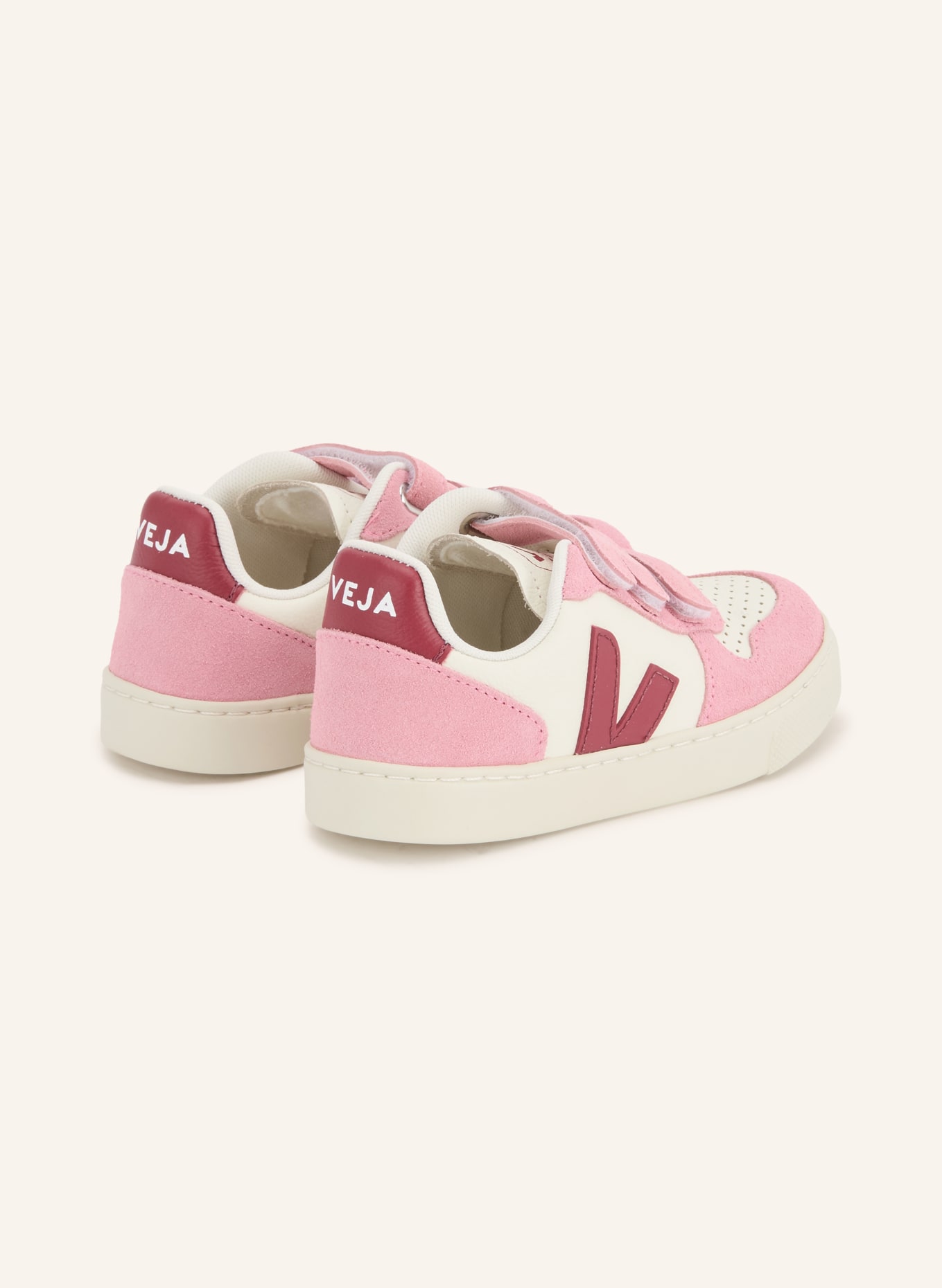 VEJA Sneaker SMALL V-10: ROSA / DUNKELROT / WEISS