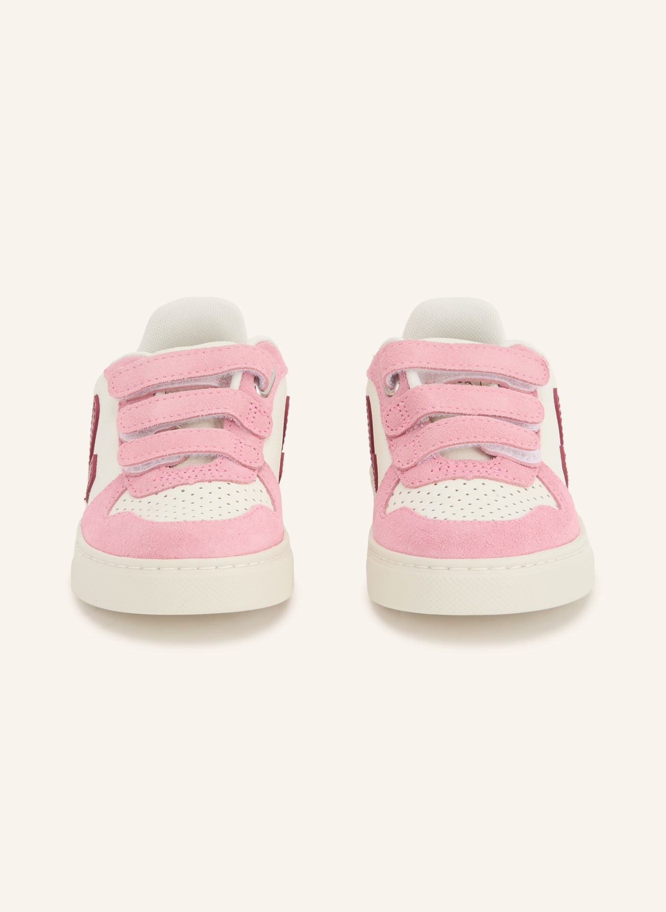 VEJA Sneaker SMALL V-10: ROSA / DUNKELROT / WEISS