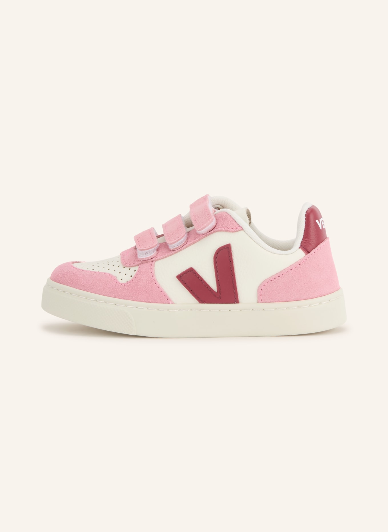 VEJA Sneaker SMALL V-10: ROSA / DUNKELROT / WEISS