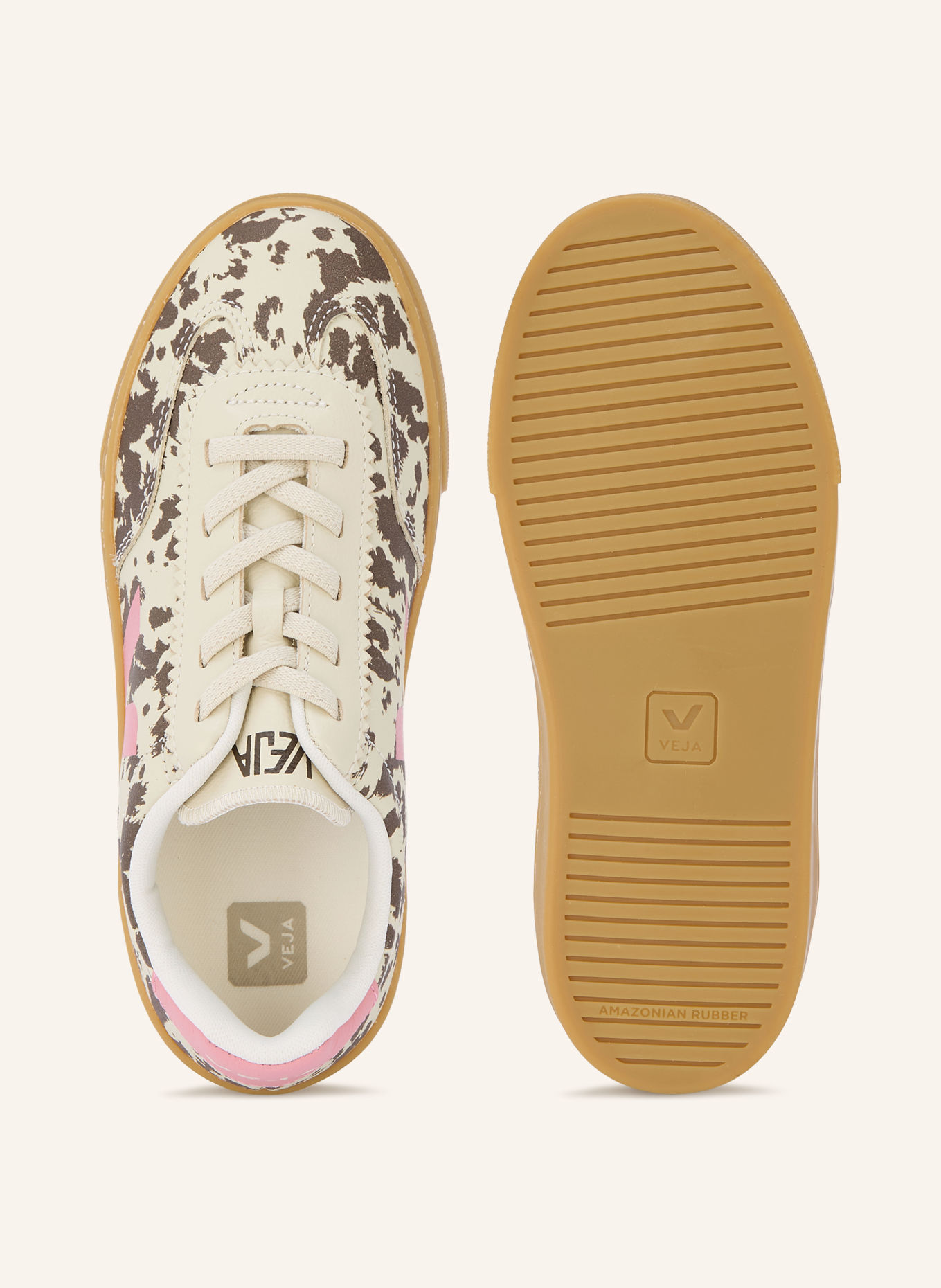 VEJA SMALL VOLLEY Sneakers: BEIGE / BROWN / DUSKY PINK